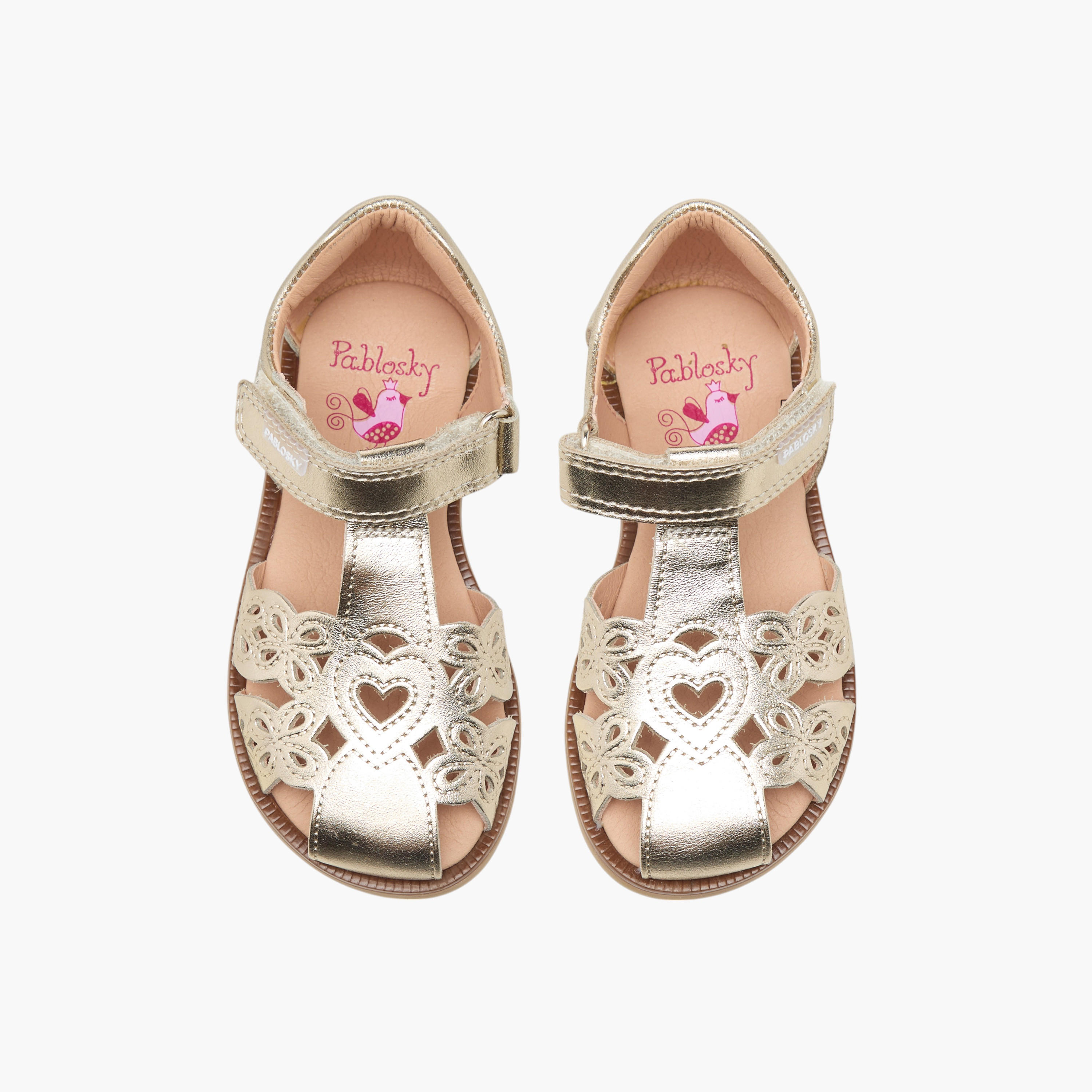 Pablosky Girls Cutout Detail Strap Sandals with Hook and Loop Closure-baby-girls-shoes-sandals-image-1
