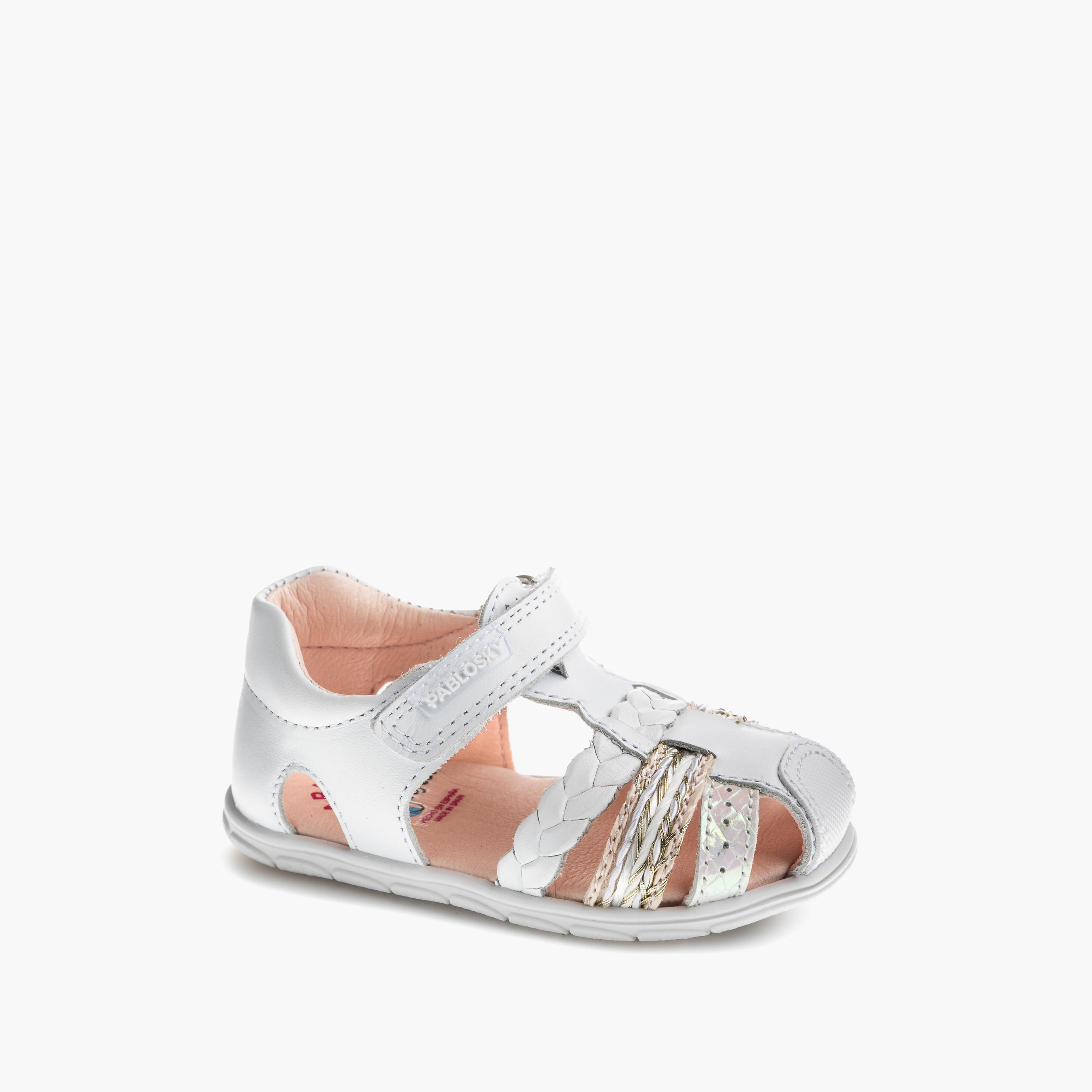 Pablosky Leather Comfort Sandals with Hook & Loop Closure-baby-girls-shoes-sandals-image-1