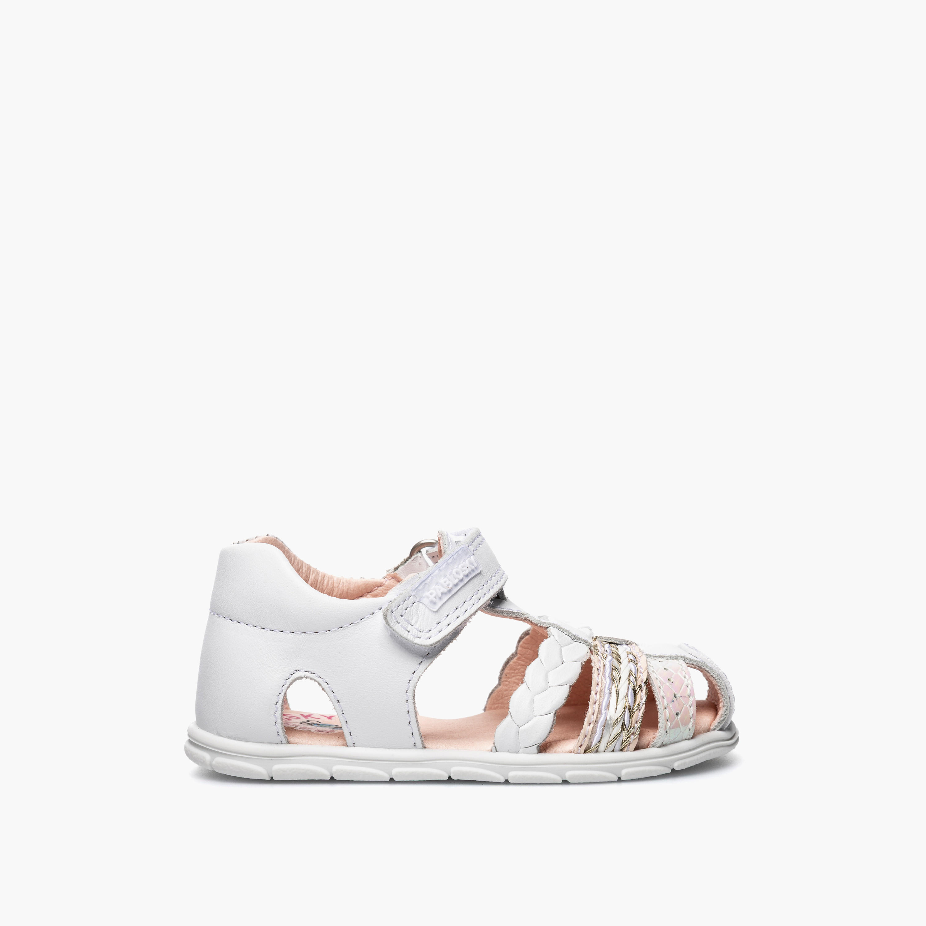 Pablosky Leather Comfort Sandals with Hook & Loop Closure-baby-girls-shoes-sandals-image-2