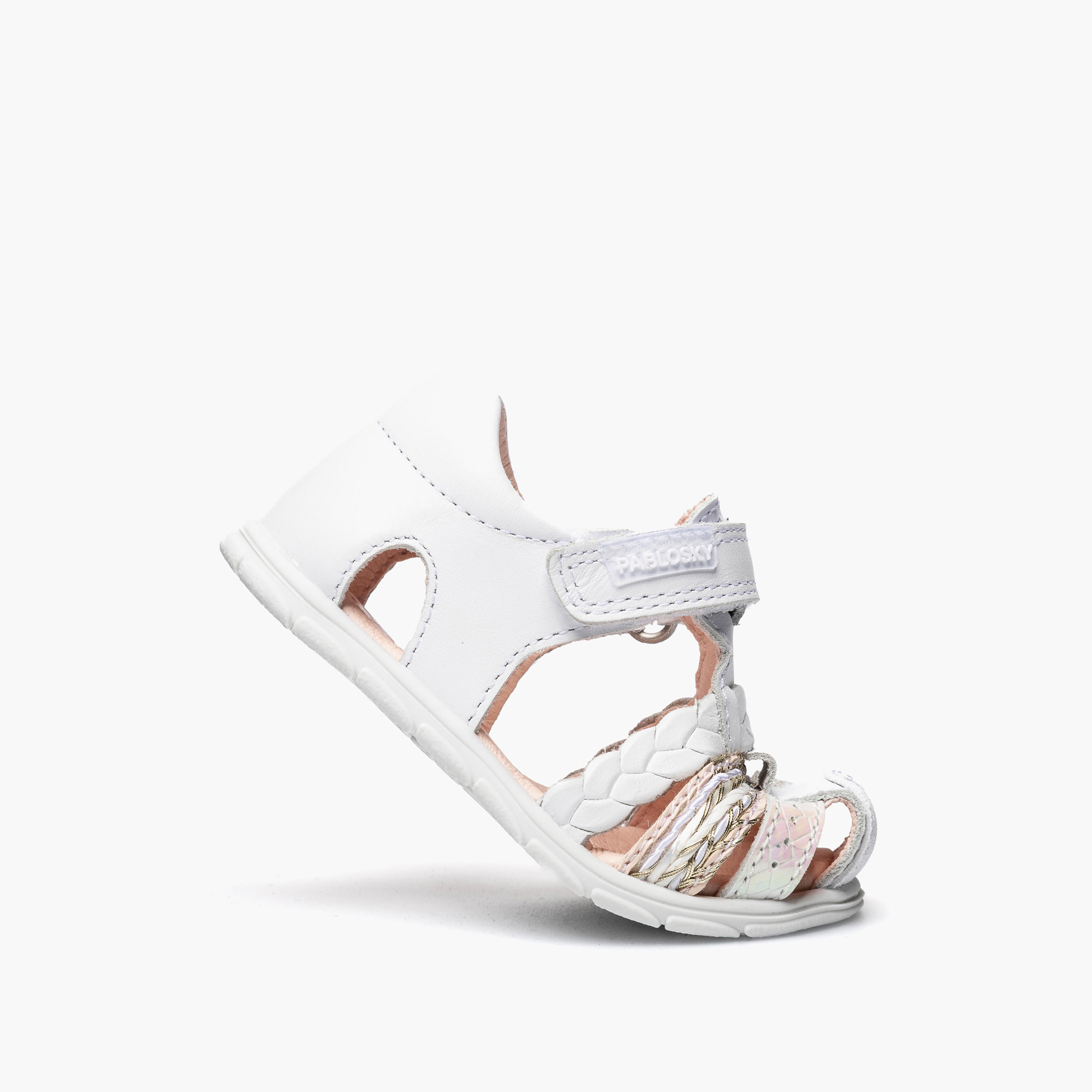 Pablosky Leather Comfort Sandals with Hook & Loop Closure-baby-girls-shoes-sandals-image-5