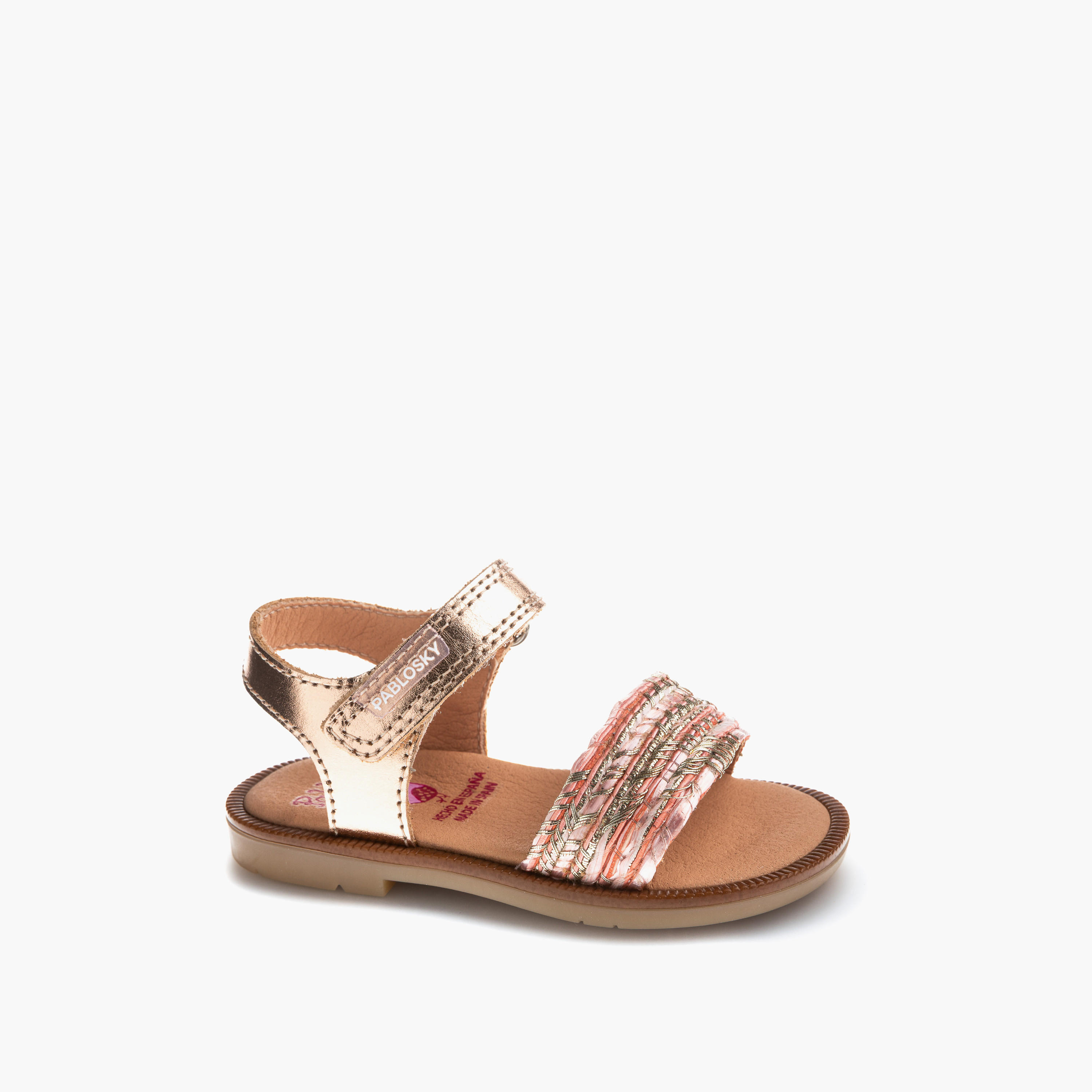 صندل بشريط إغلاق لاصق وبتصميم مضفر من بابلوسكي-baby-girls-shoes-sandals-image-1
