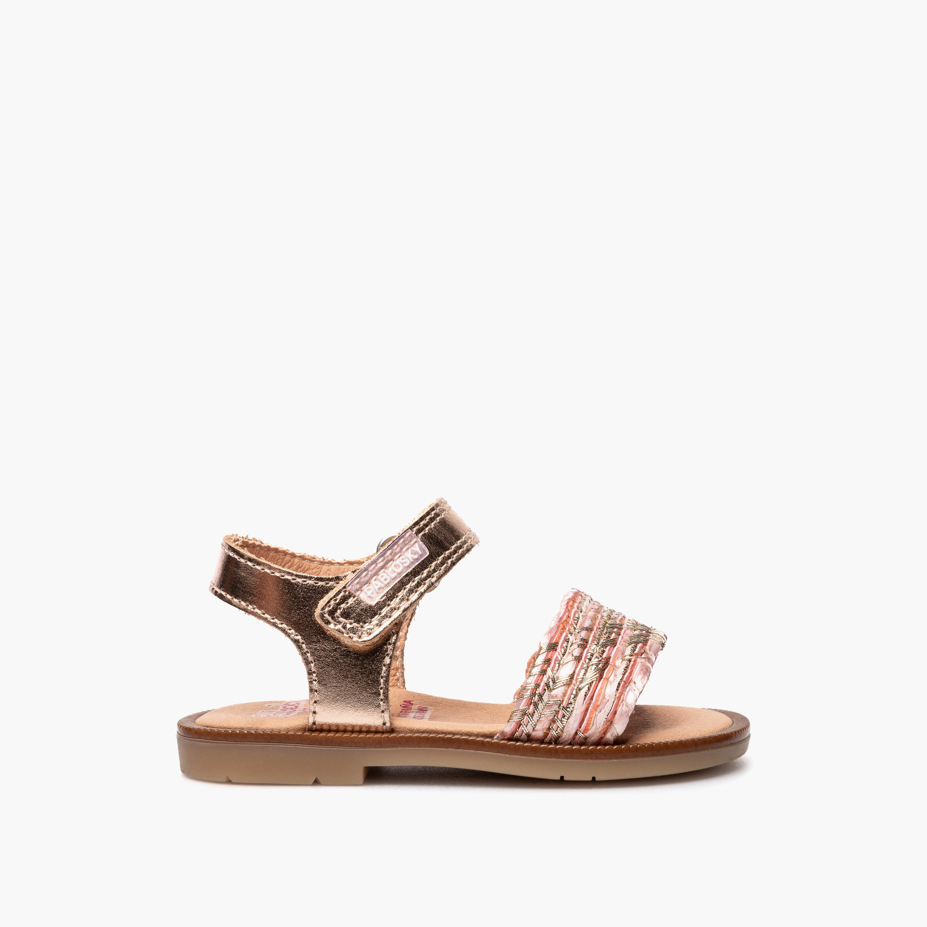 صندل بشريط إغلاق لاصق وبتصميم مضفر من بابلوسكي-baby-girls-shoes-sandals-image-2