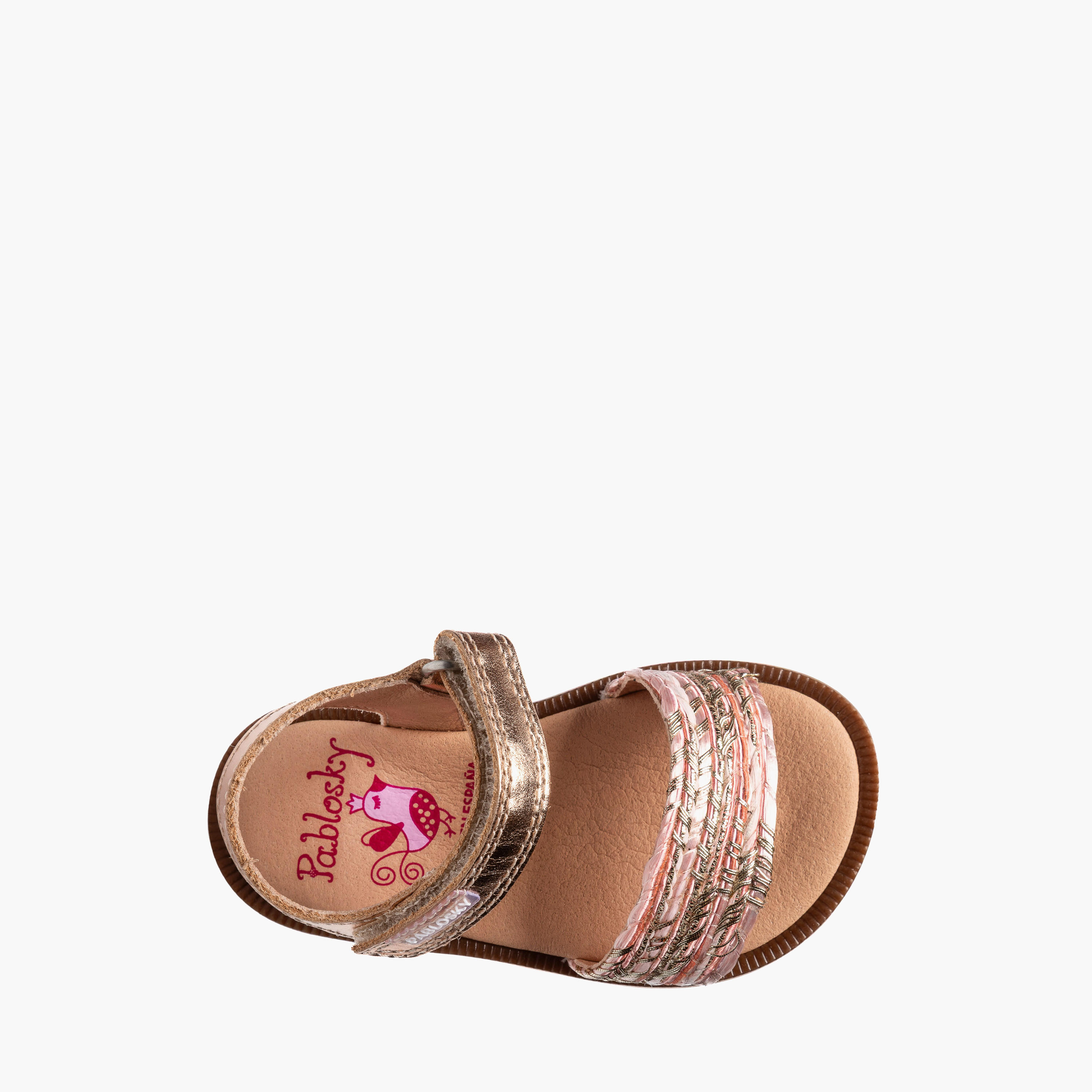 صندل بشريط إغلاق لاصق وبتصميم مضفر من بابلوسكي-baby-girls-shoes-sandals-image-4
