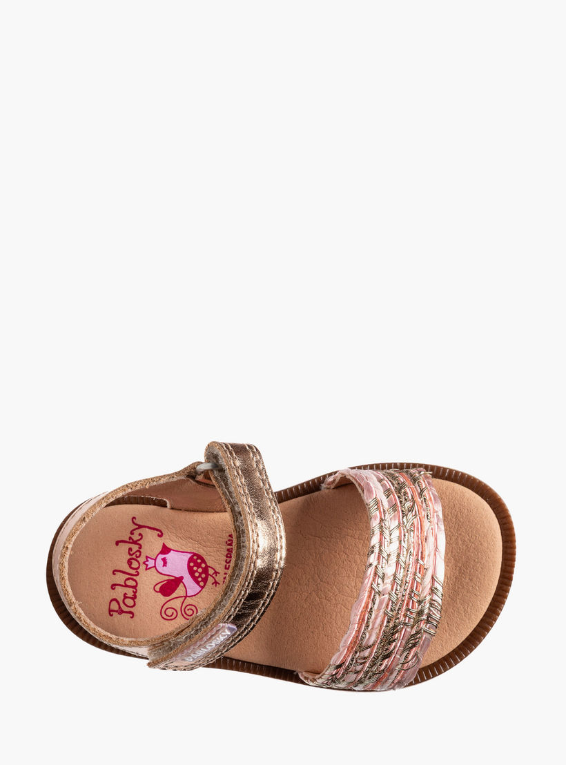 صندل بشريط إغلاق لاصق وبتصميم مضفر من بابلوسكي-baby-girls-shoes-sandals-image-4