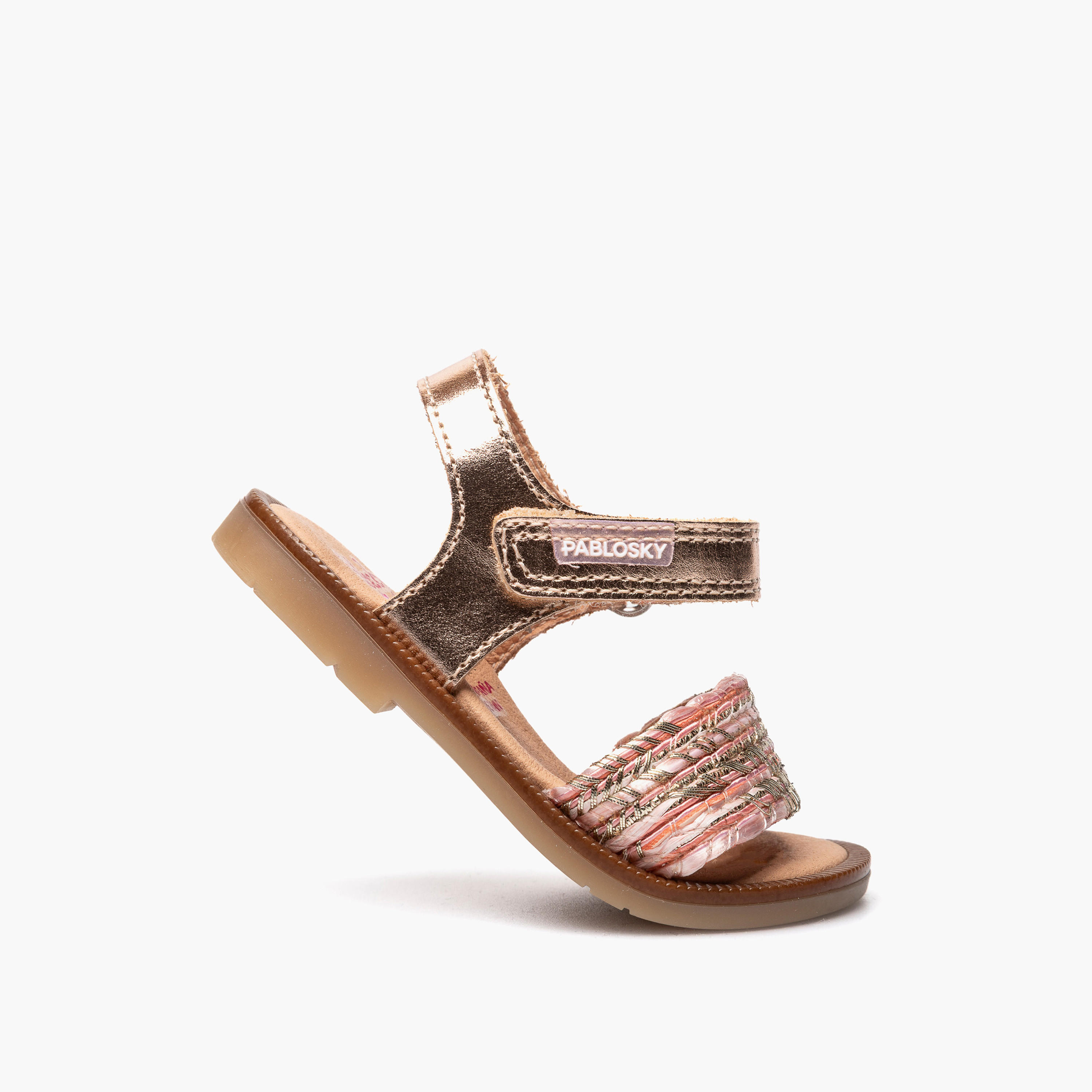 صندل بشريط إغلاق لاصق وبتصميم مضفر من بابلوسكي-baby-girls-shoes-sandals-image-5