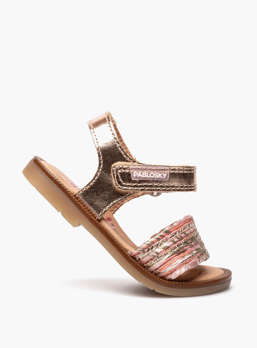صندل بشريط إغلاق لاصق وبتصميم مضفر من بابلوسكي-baby-girls-shoes-sandals-image-5