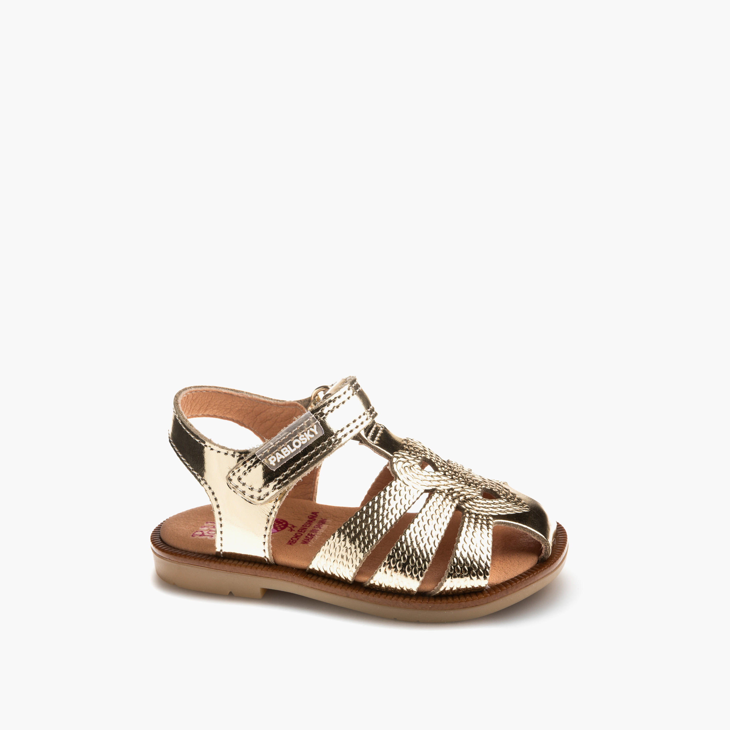 Pablosky Leather Comfort Sandals with Hook & Loop Closure-baby-girls-shoes-sandals-image-1