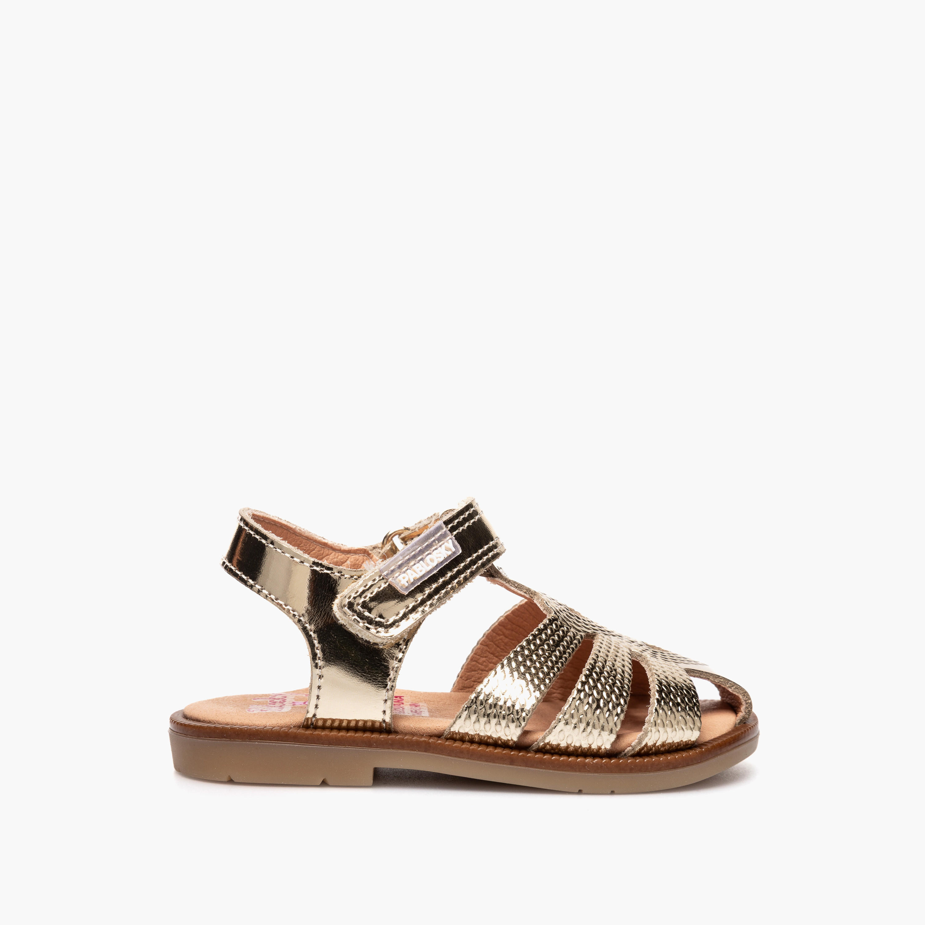 Pablosky Leather Comfort Sandals with Hook & Loop Closure-baby-girls-shoes-sandals-image-2