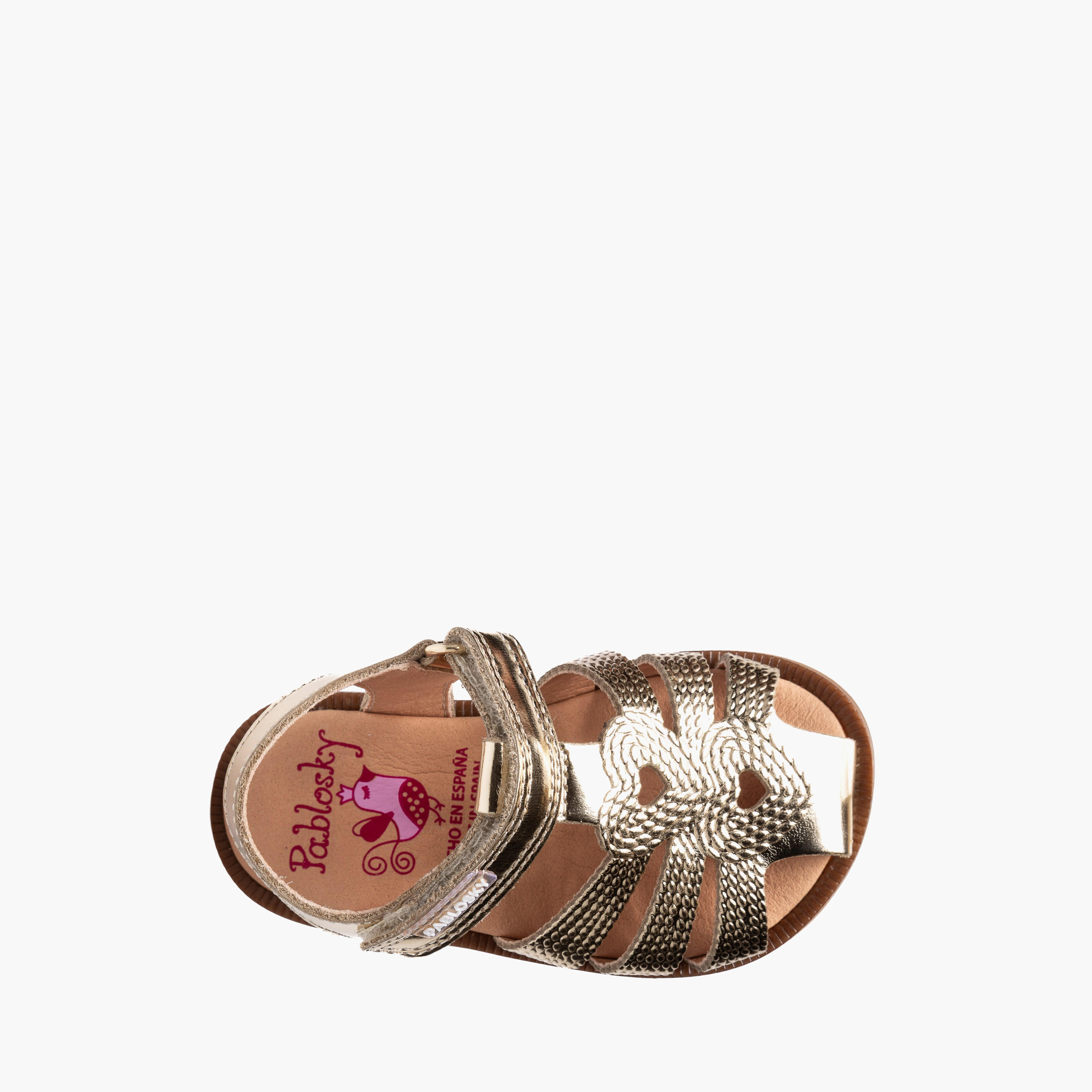 Pablosky Leather Comfort Sandals with Hook & Loop Closure-baby-girls-shoes-sandals-image-4