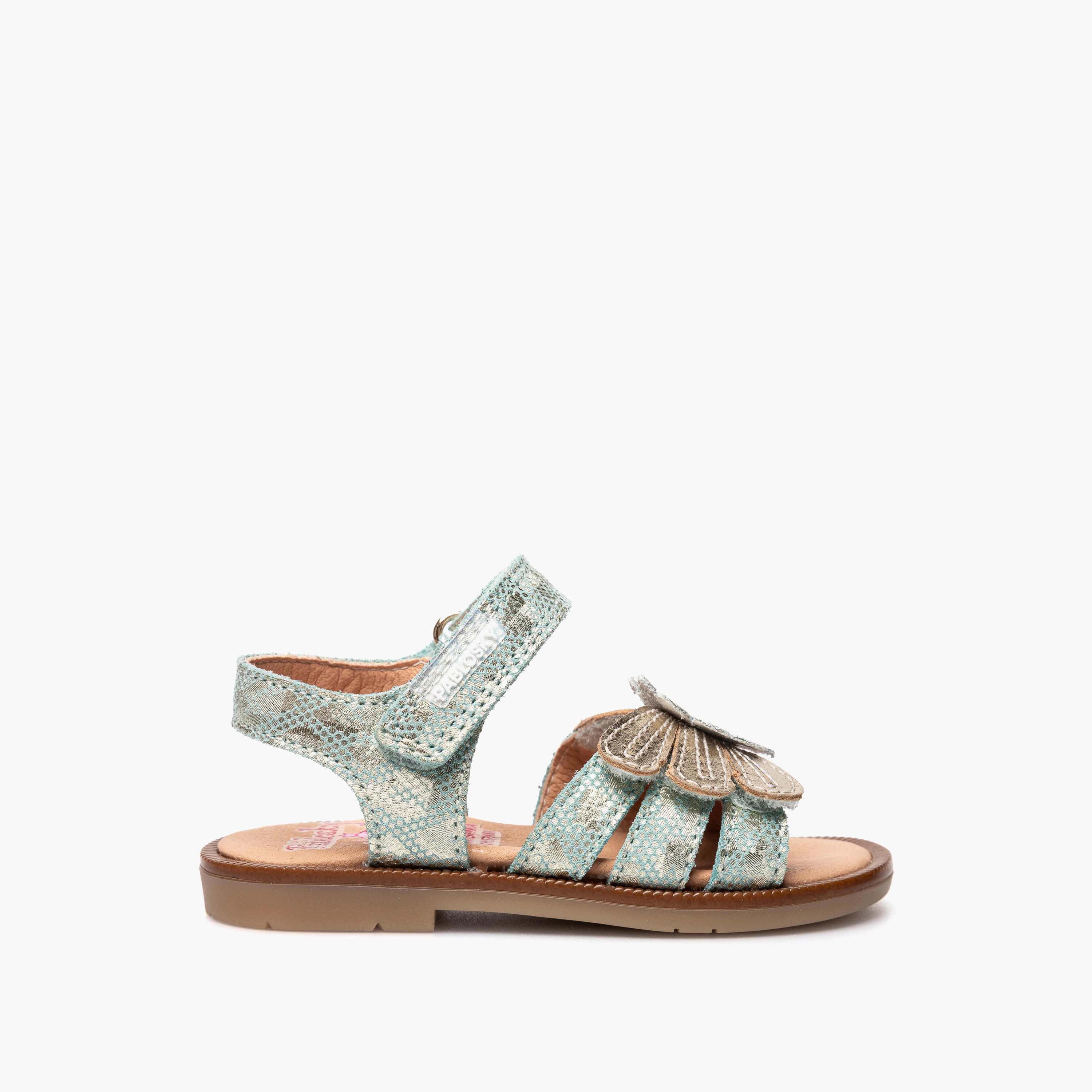 Pablosky Sandals with Hook & Loop Closure, Floral Accent-baby-girls-shoes-sandals-image-2
