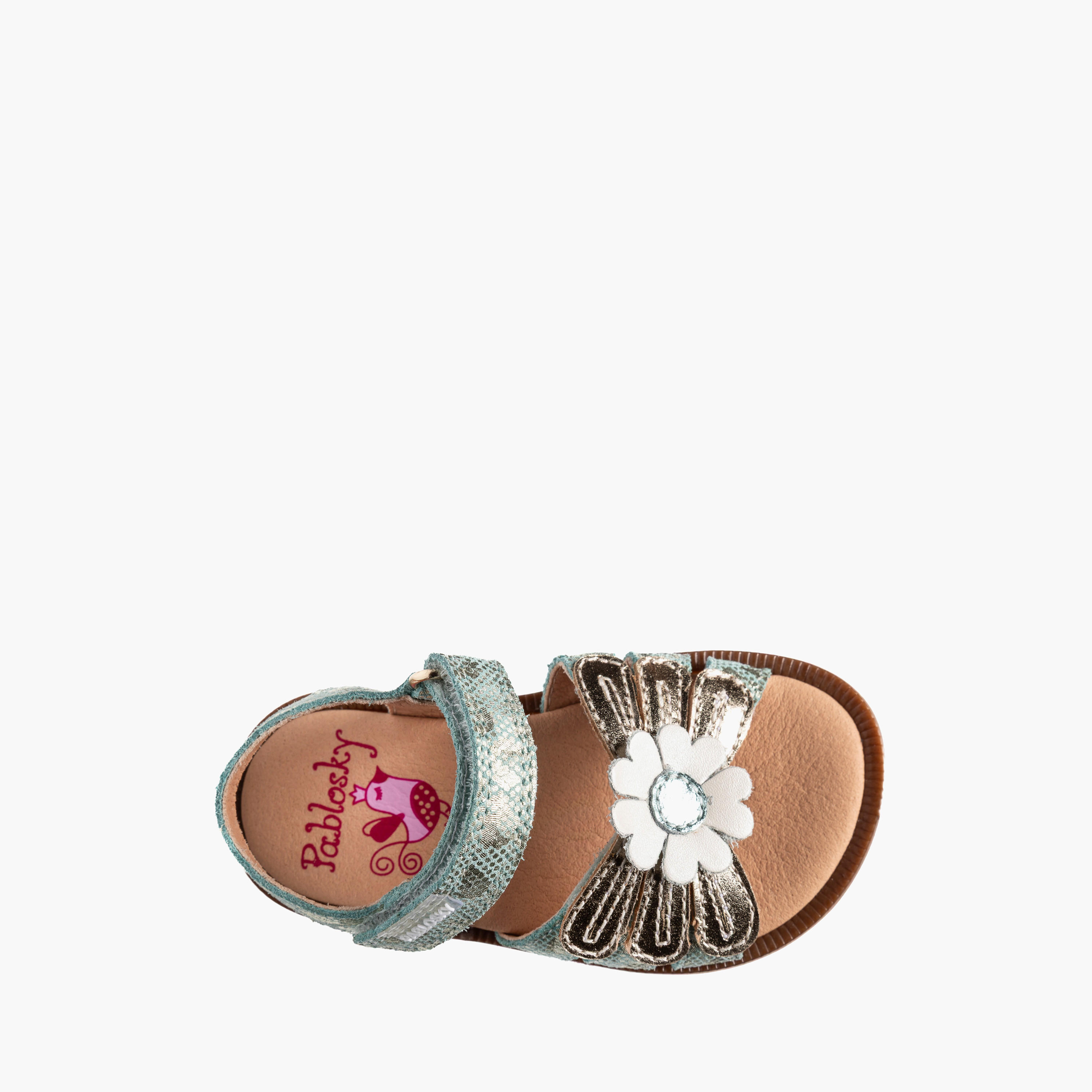 Pablosky Sandals with Hook & Loop Closure, Floral Accent-baby-girls-shoes-sandals-image-4