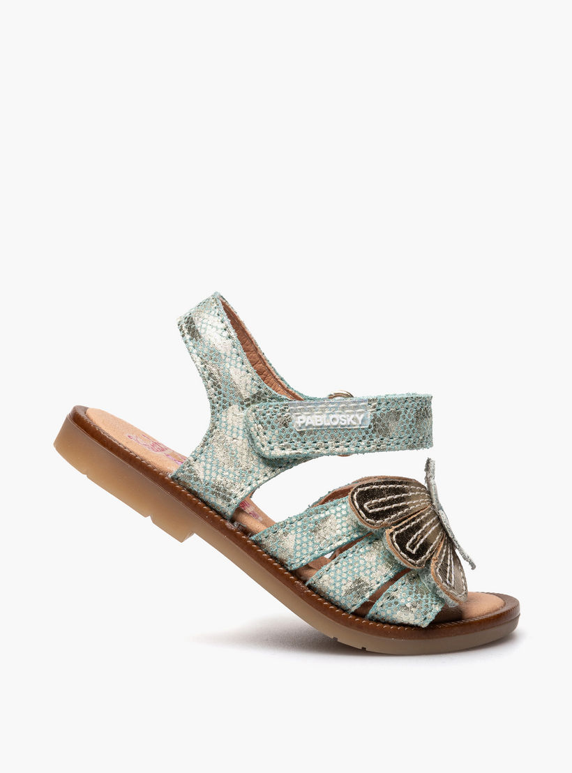 Pablosky Sandals with Hook & Loop Closure, Floral Accent-baby-girls-shoes-sandals-image-5