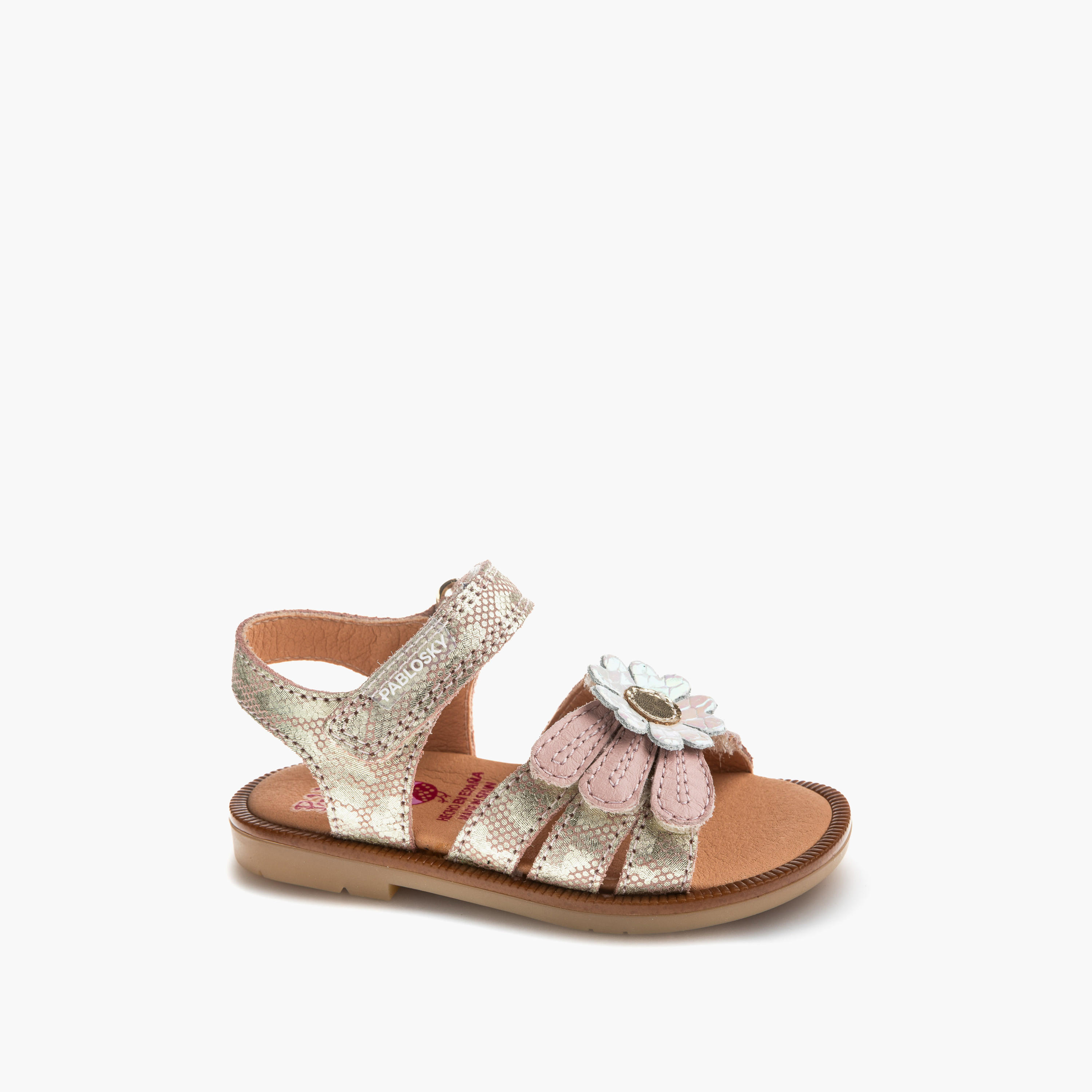 Pablosky Leather Strap Sandals with Hook & Loop Closure-baby-girls-shoes-sandals-image-1