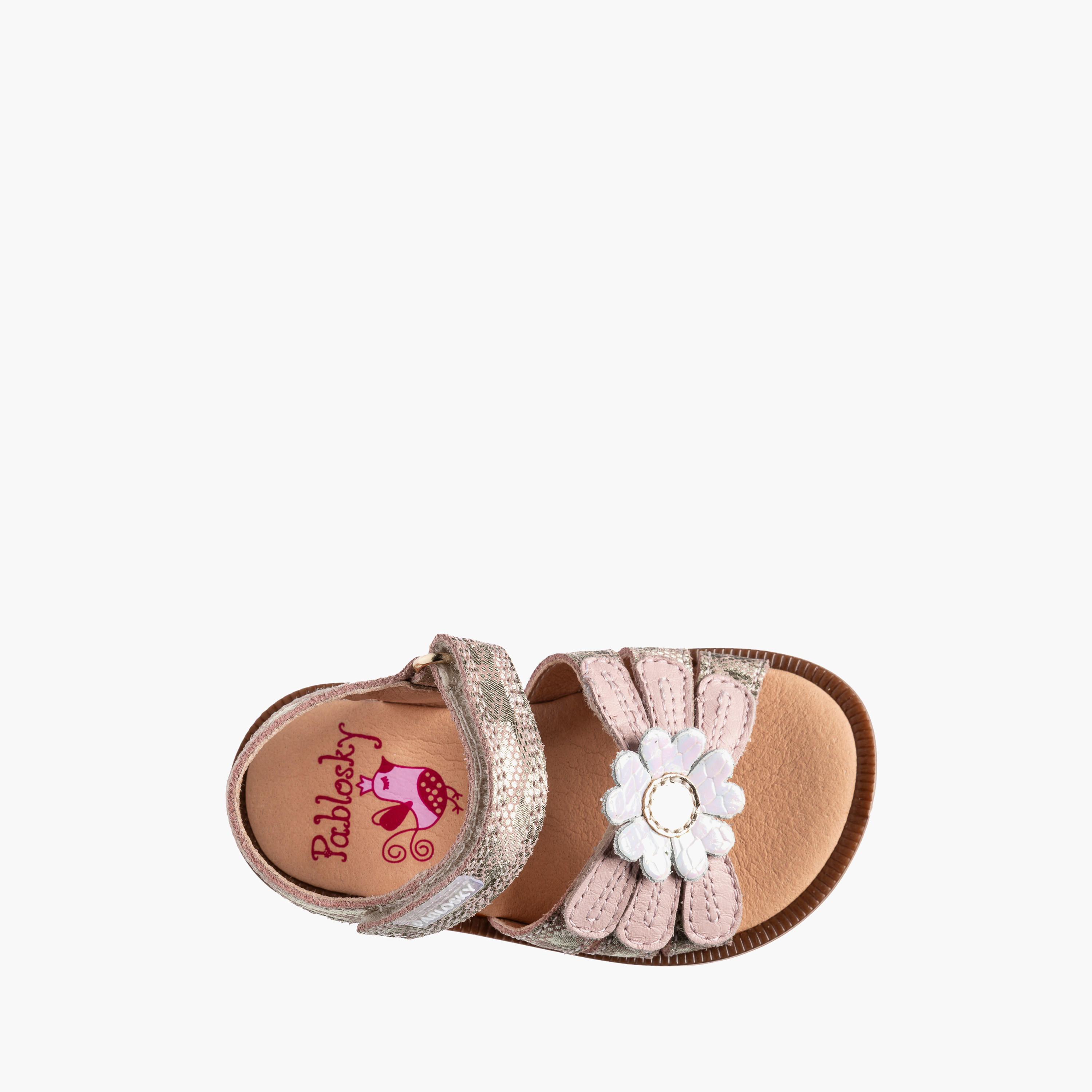 Pablosky Leather Strap Sandals with Hook & Loop Closure-baby-girls-shoes-sandals-image-4
