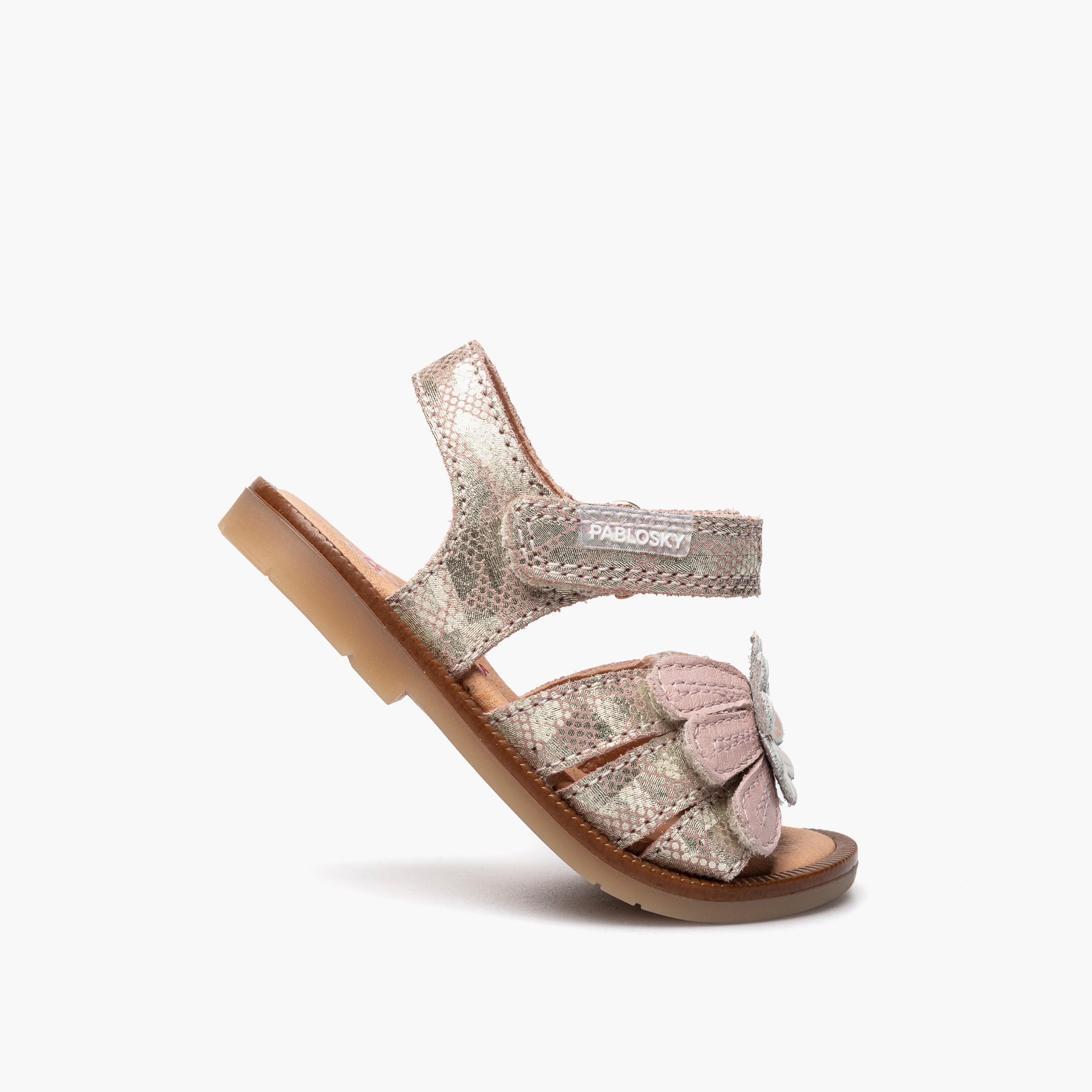 Pablosky Leather Strap Sandals with Hook & Loop Closure-baby-girls-shoes-sandals-image-5