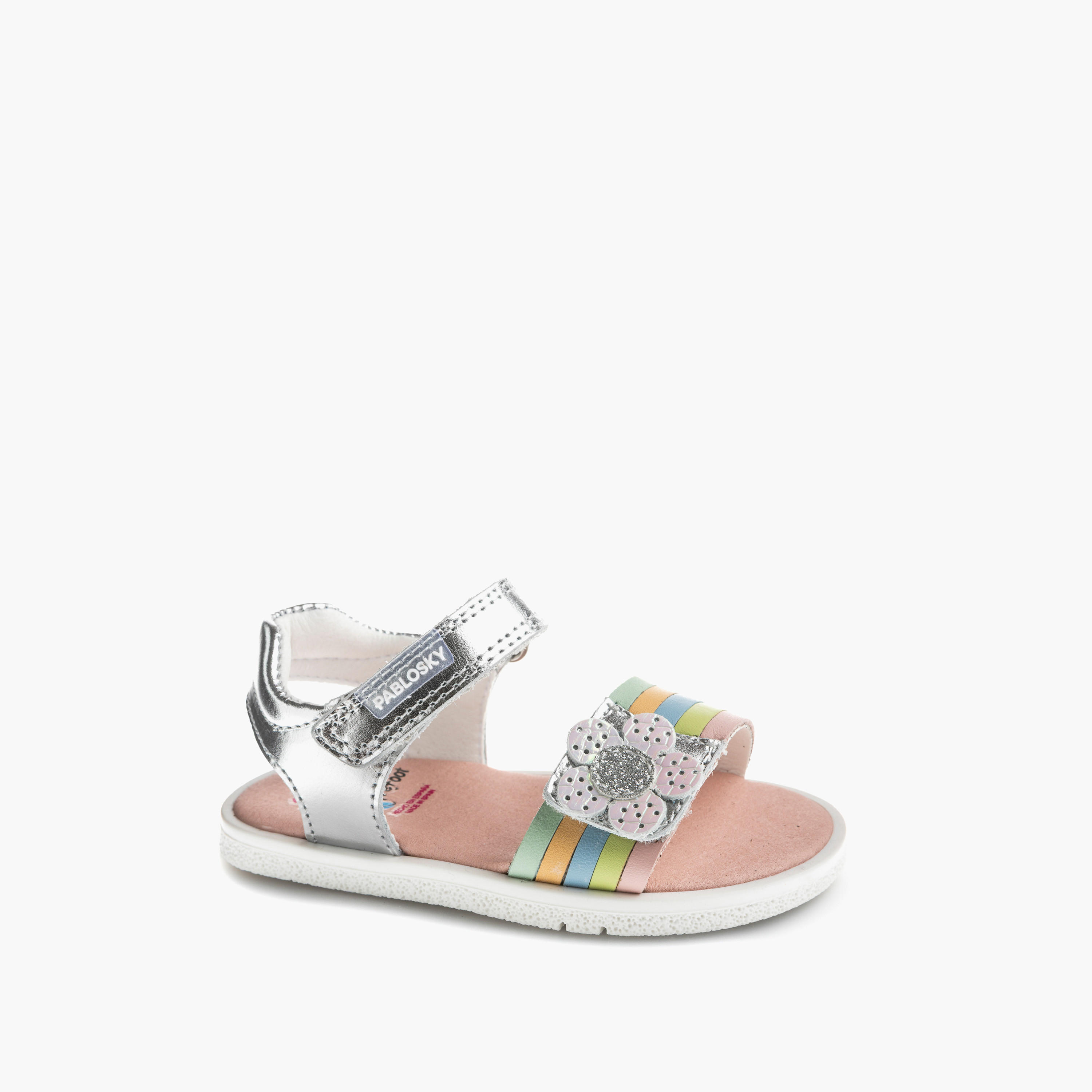 صندل بشريط إغلاق لاصق وزينة زهرية من بابلوسكي-baby-girls-shoes-sandals-image-1
