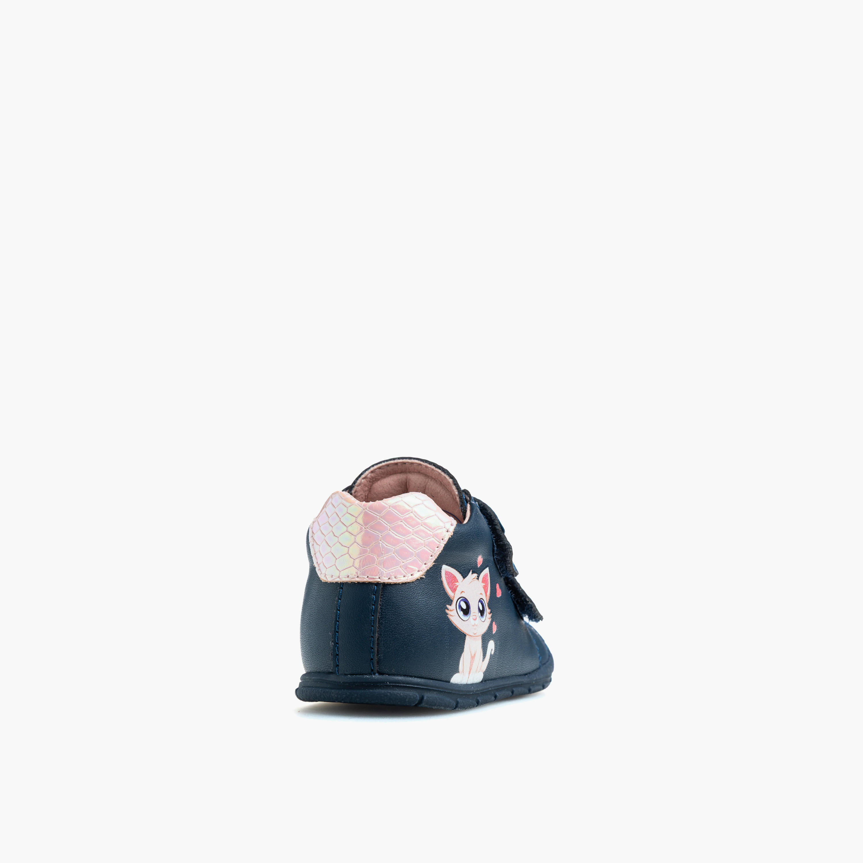 حذاء أطفال جلد بطبعات قطة وبشريط إغلاق لاصق من بابلوسكي-baby-girls-shoes-closedshoes-image-2