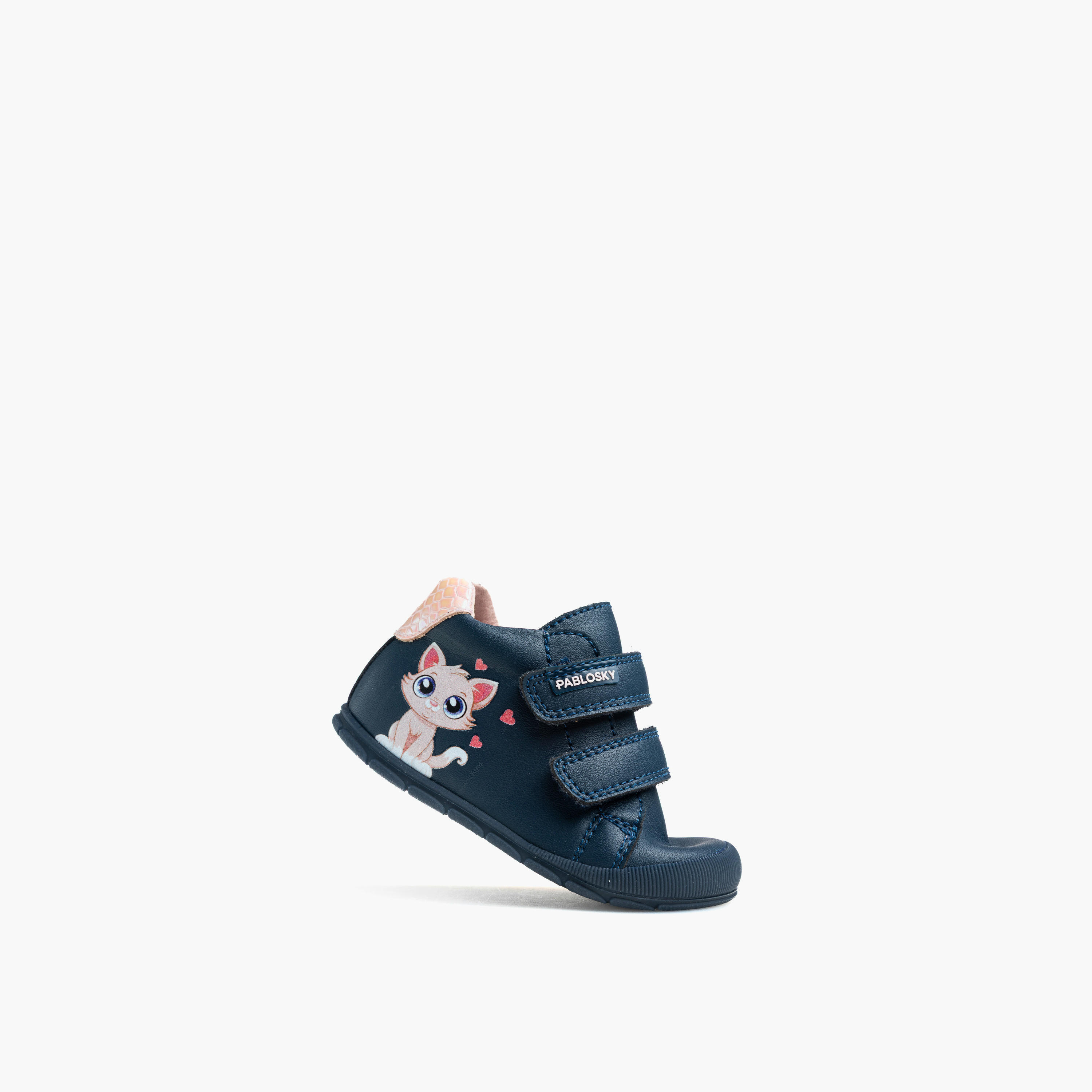 حذاء أطفال جلد بطبعات قطة وبشريط إغلاق لاصق من بابلوسكي-baby-girls-shoes-closedshoes-image-4
