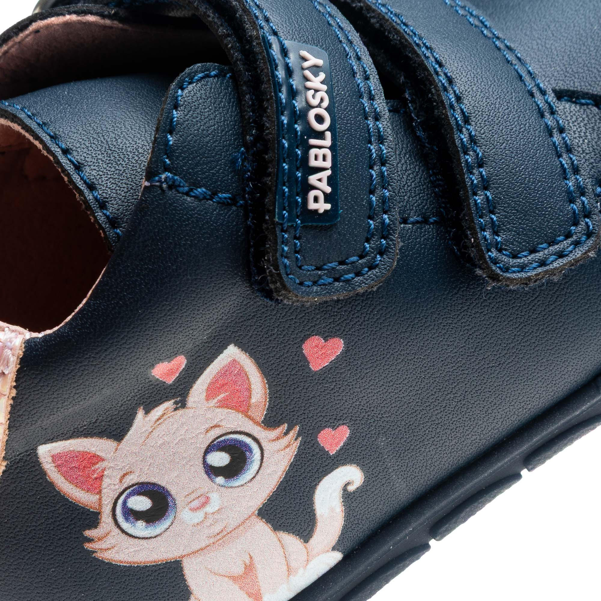 حذاء أطفال جلد بطبعات قطة وبشريط إغلاق لاصق من بابلوسكي-baby-girls-shoes-closedshoes-image-6