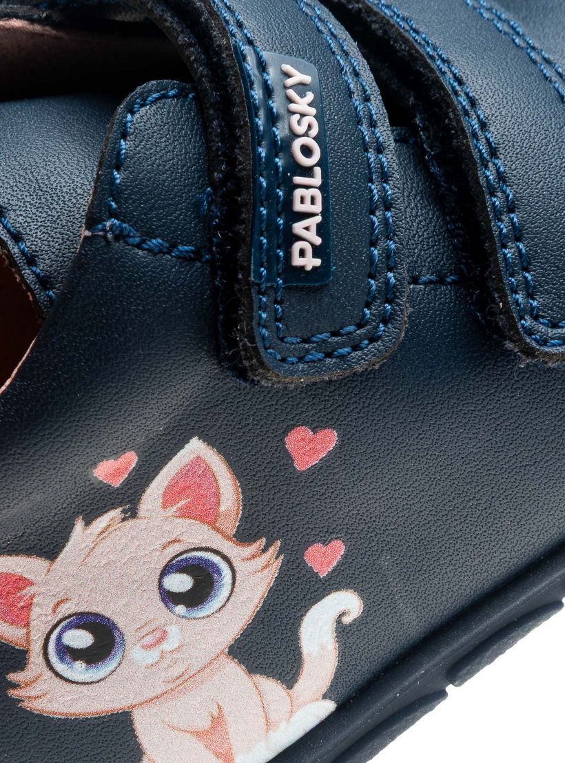 حذاء أطفال جلد بطبعات قطة وبشريط إغلاق لاصق من بابلوسكي-baby-girls-shoes-closedshoes-image-6