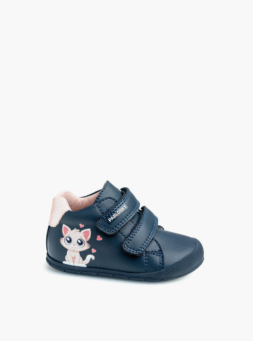 حذاء أطفال جلد بطبعات قطة وبشريط إغلاق لاصق من بابلوسكي-baby-girls-shoes-closedshoes-image-7