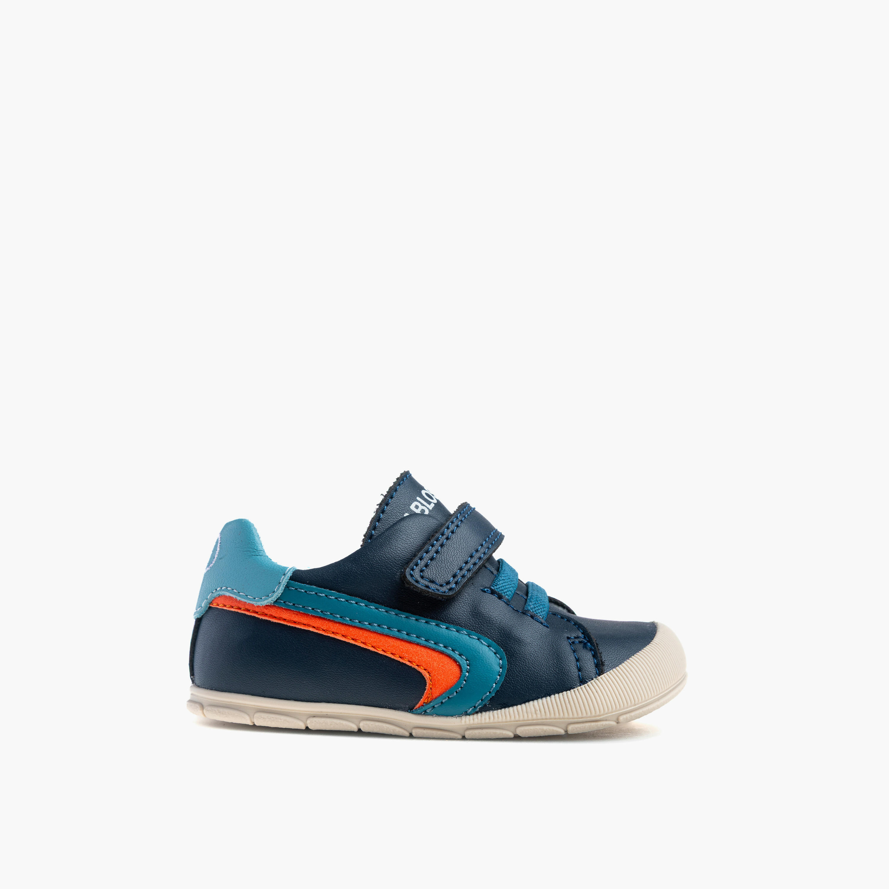 Pablosky Striped Leather Booties with Hook & Loop Closure-baby-boys-shoes-booties-image-1
