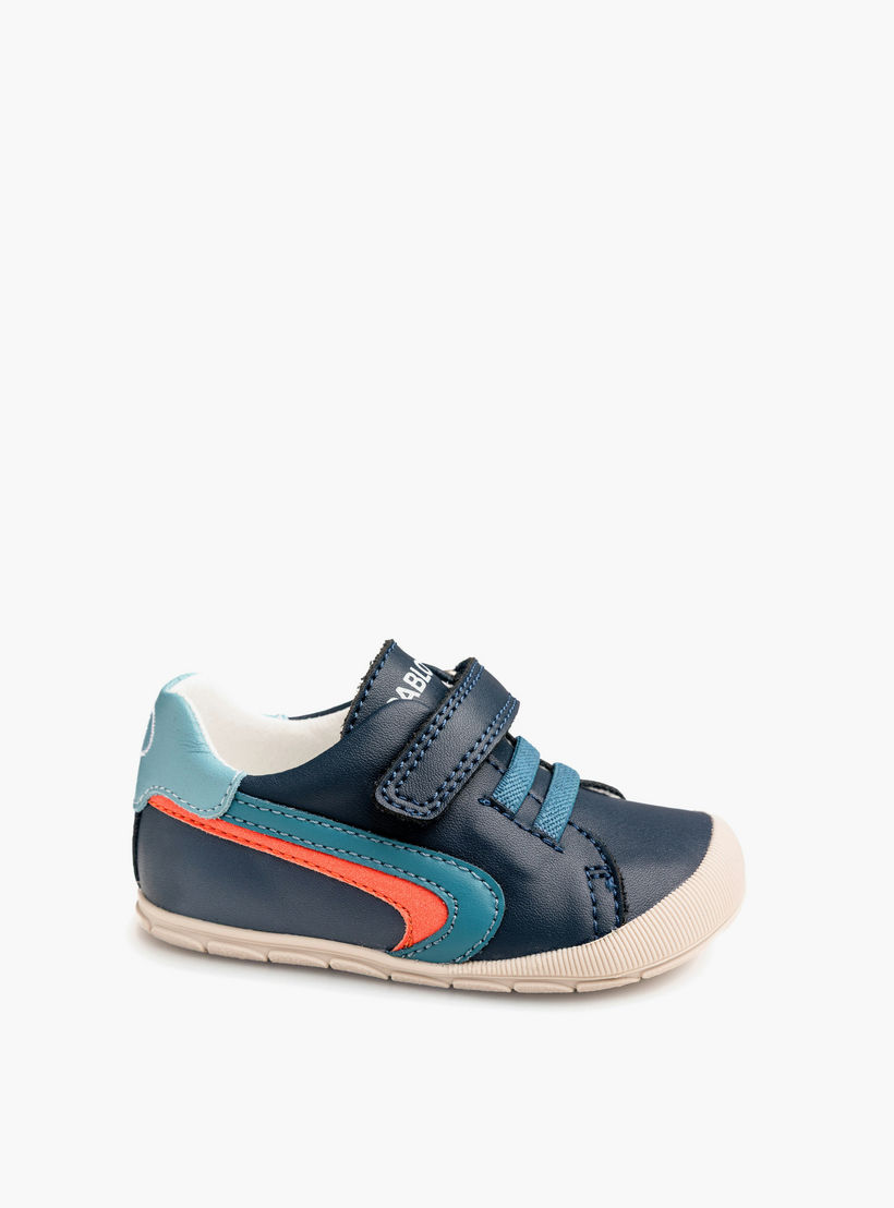 Pablosky Striped Leather Booties with Hook & Loop Closure-baby-boys-shoes-booties-image-7