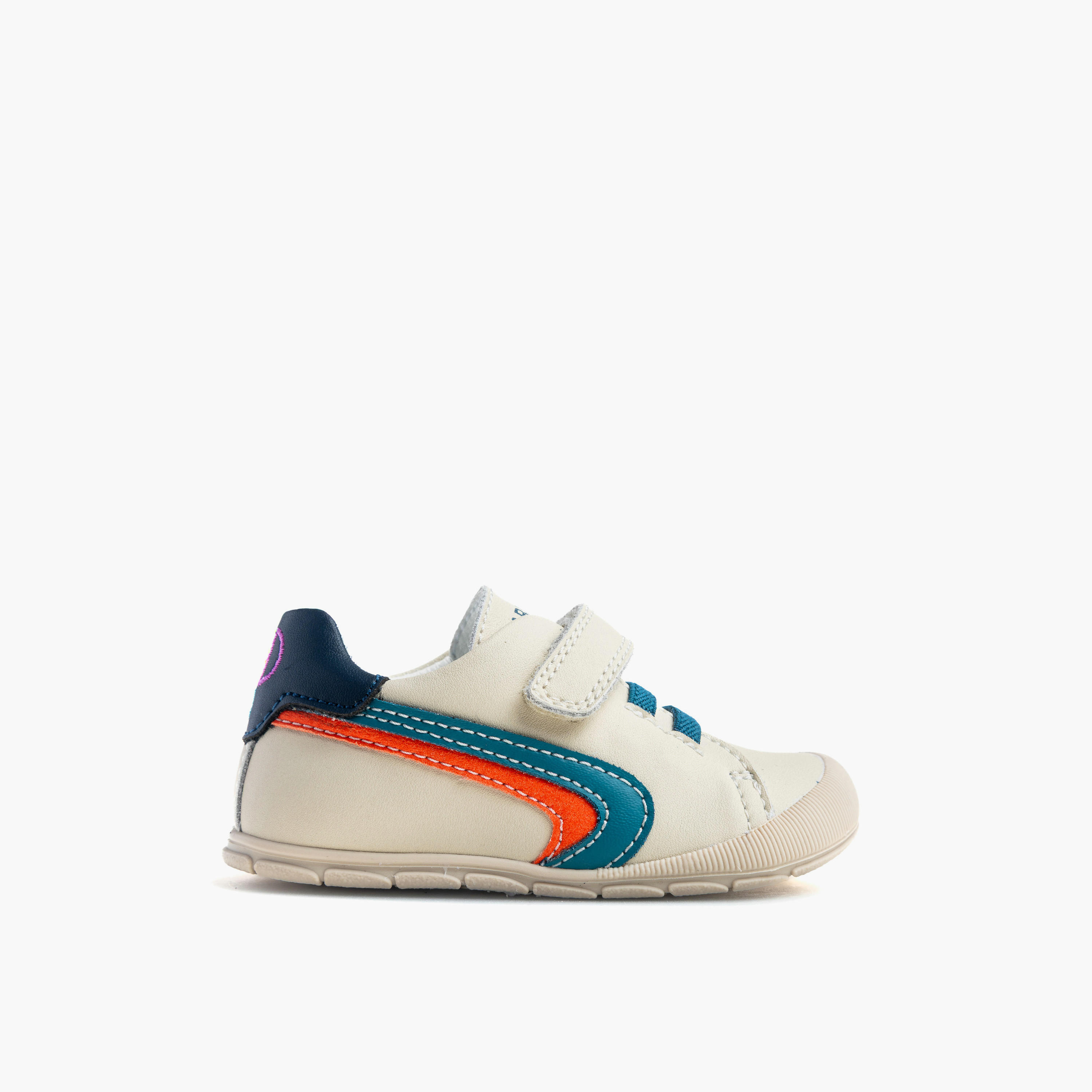 Pablosky Striped Leather Booties with Hook & Loop Closure-baby-boys-shoes-booties-image-1