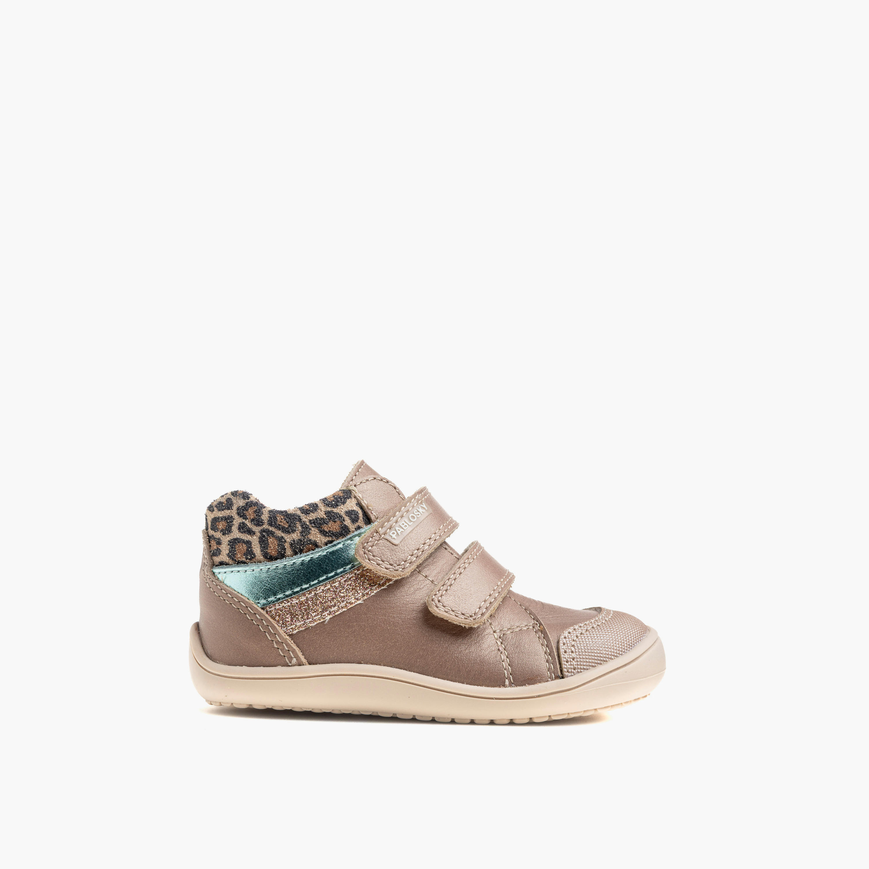 Pablosky Ankle Sneakers with Hook & Loop, Animal Print-baby-girls-shoes-closedshoes-image-1