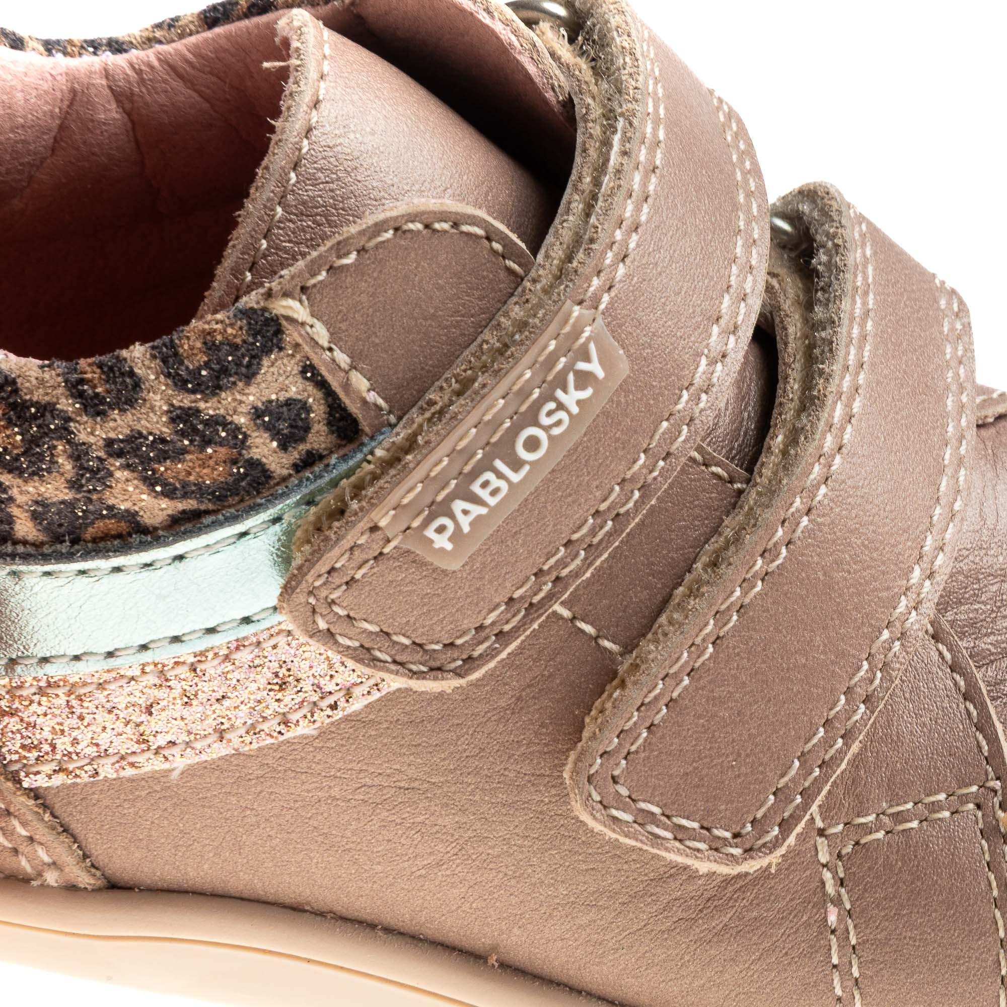 Pablosky Ankle Sneakers with Hook & Loop, Animal Print-baby-girls-shoes-closedshoes-image-6