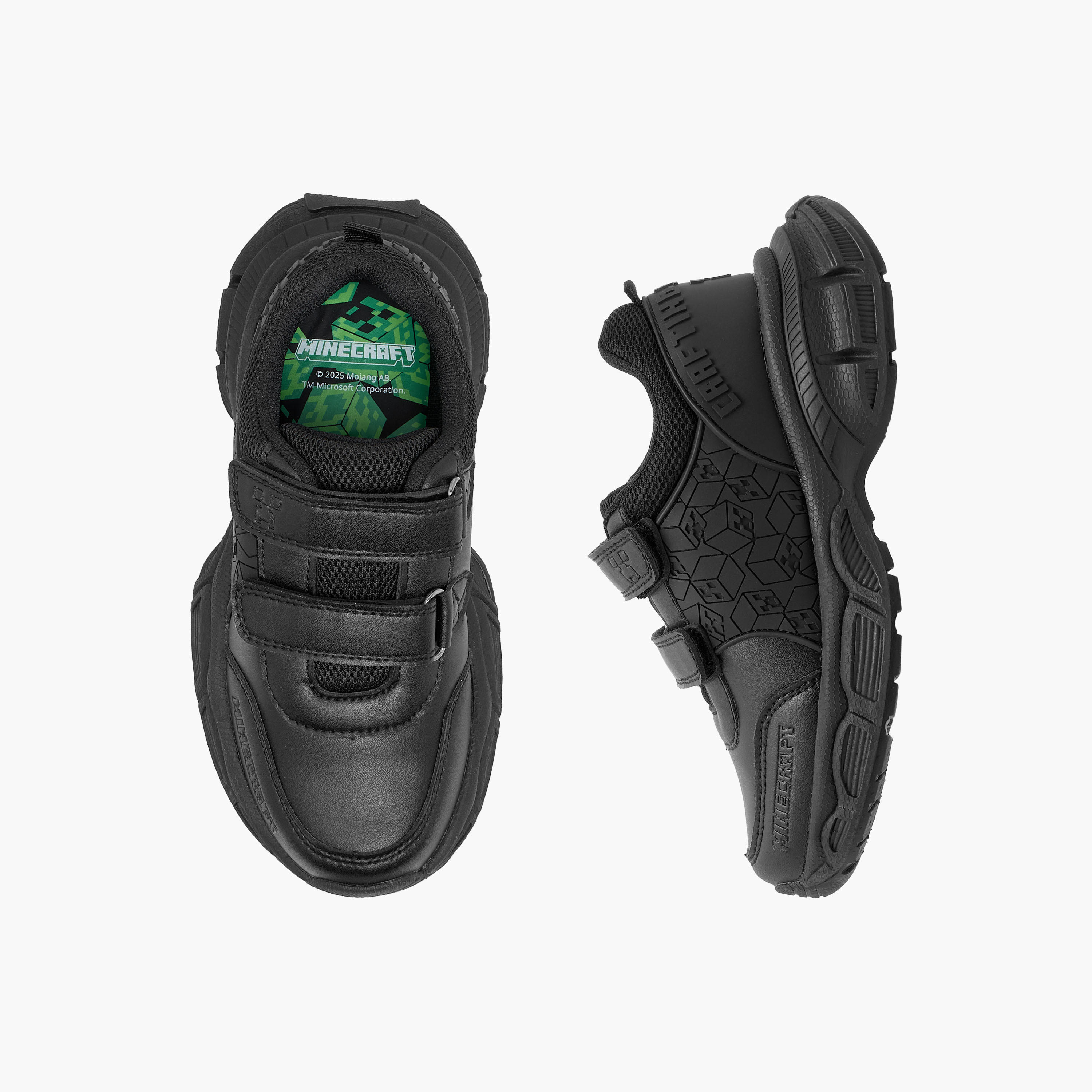 Minecraft Logo Embossed School Shoes with Hook and Loop Closure-boys-shoes-schoolshoes-image-1