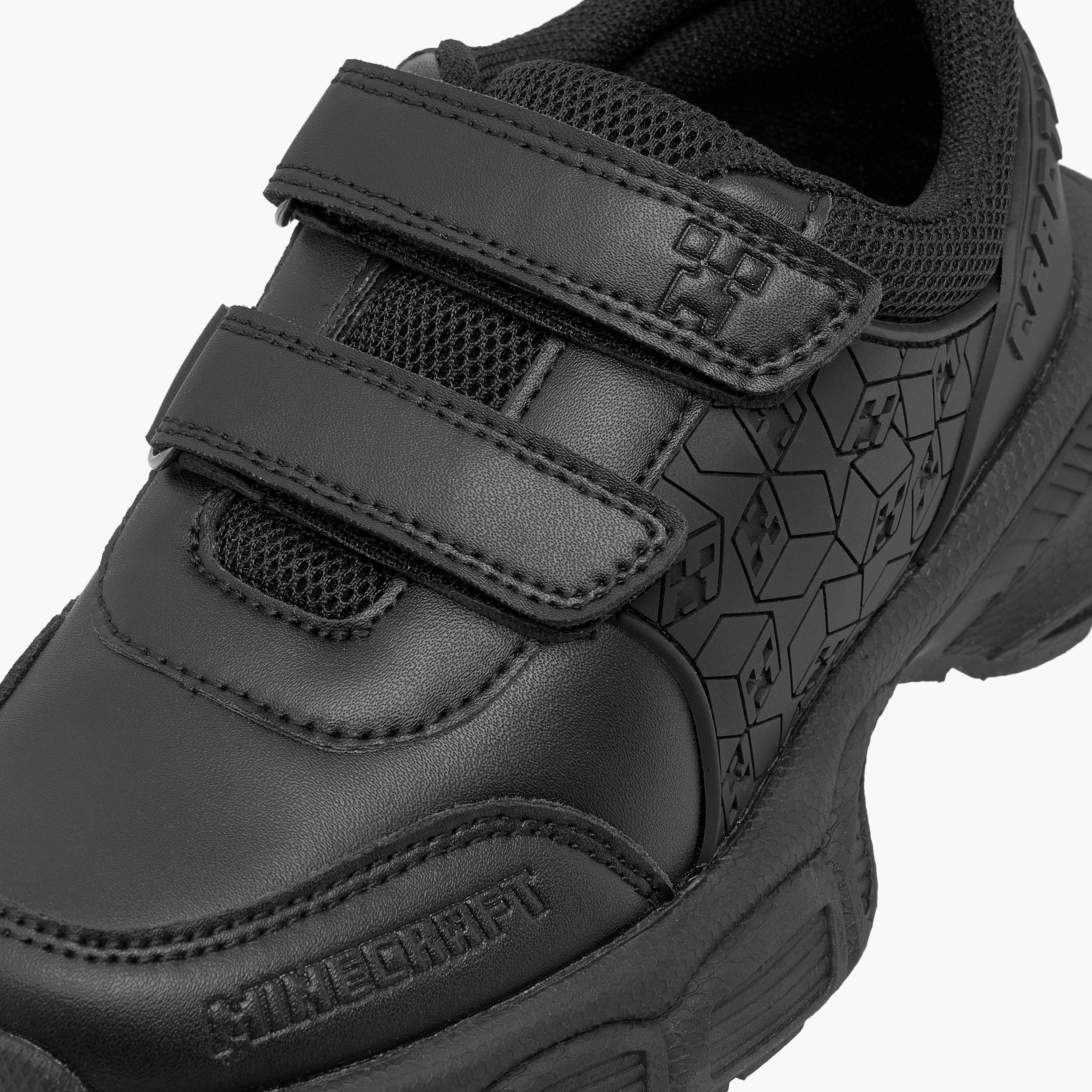 Minecraft Logo Embossed School Shoes with Hook and Loop Closure-boys-shoes-schoolshoes-image-4