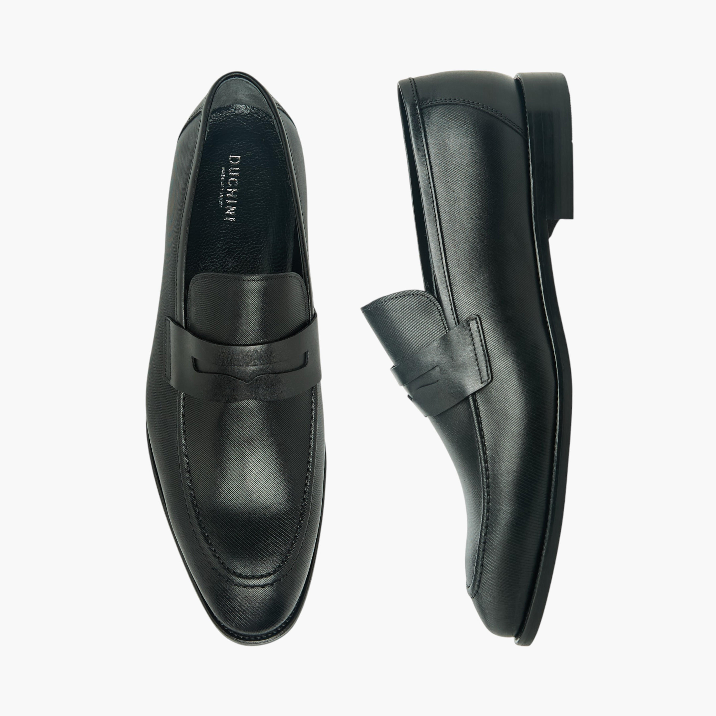Duchini Men Textured Genuine Leather Loafers-men-shoes-loafersandmoccasins-image-1