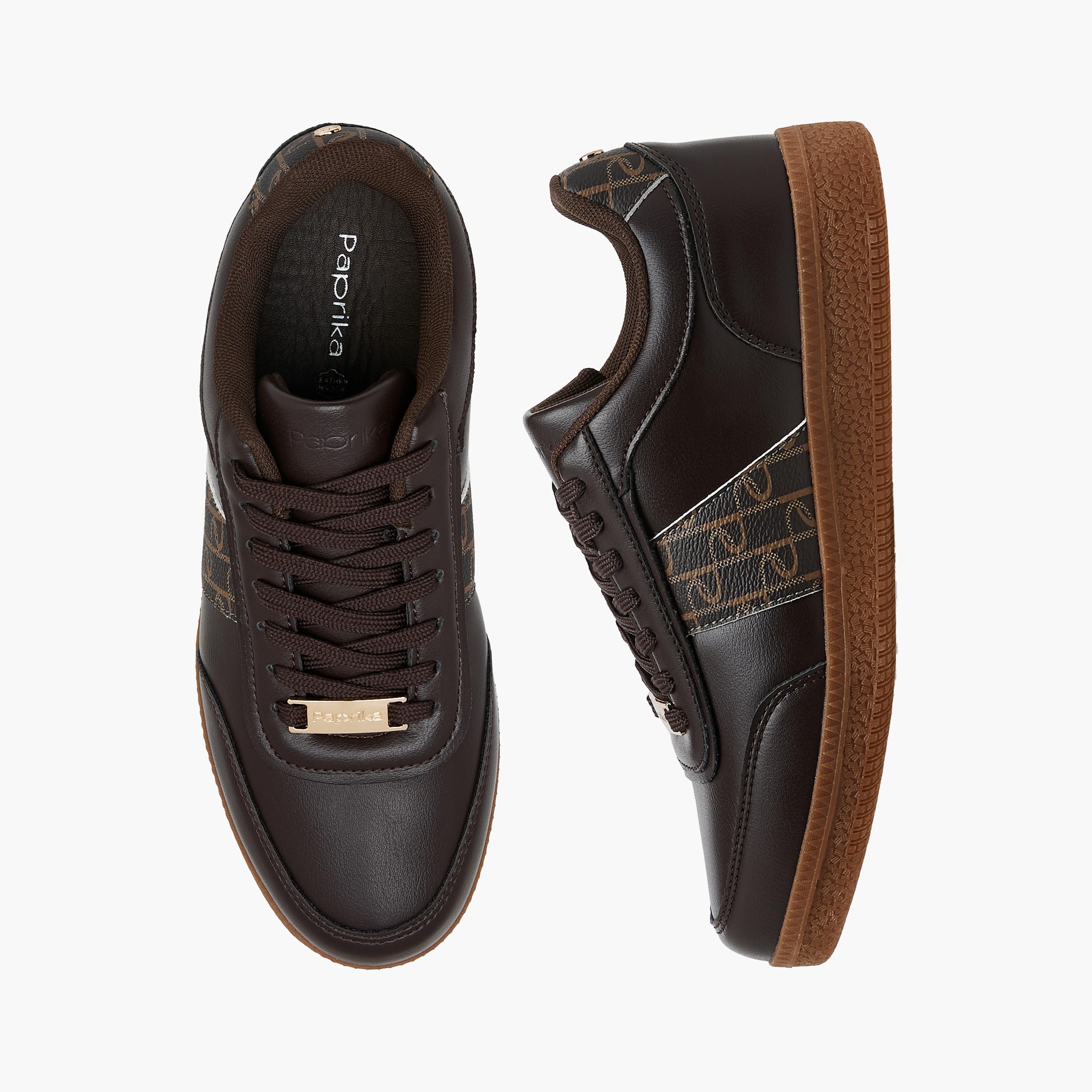 حذاء سنيكرز بطبعات مونوجرام ورباط إغلاق من بابريكا-women-shoes-sneakers-image-1