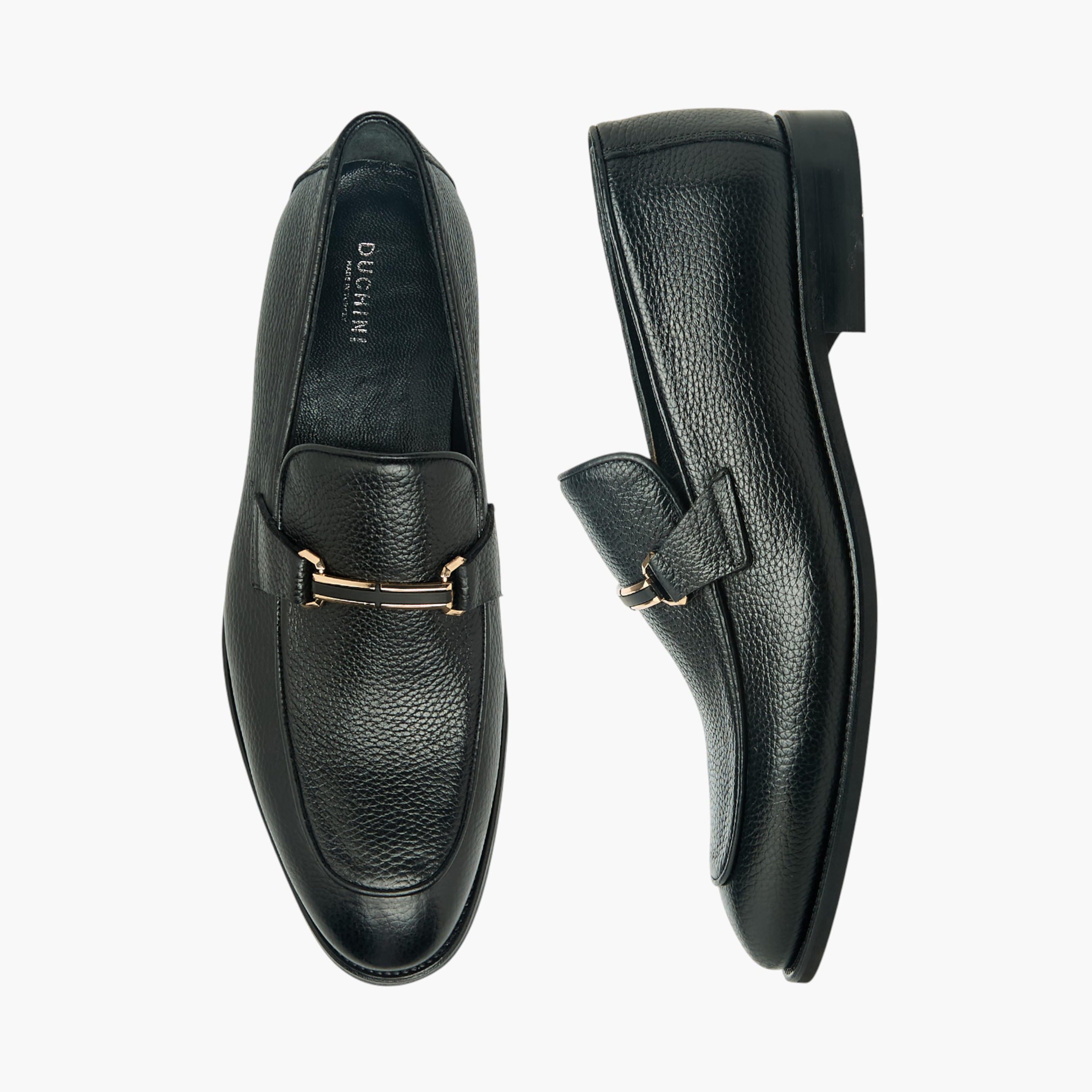 Duchini Men Metal Accent Genuine Leather Loafers-men-shoes-loafersandmoccasins-image-1