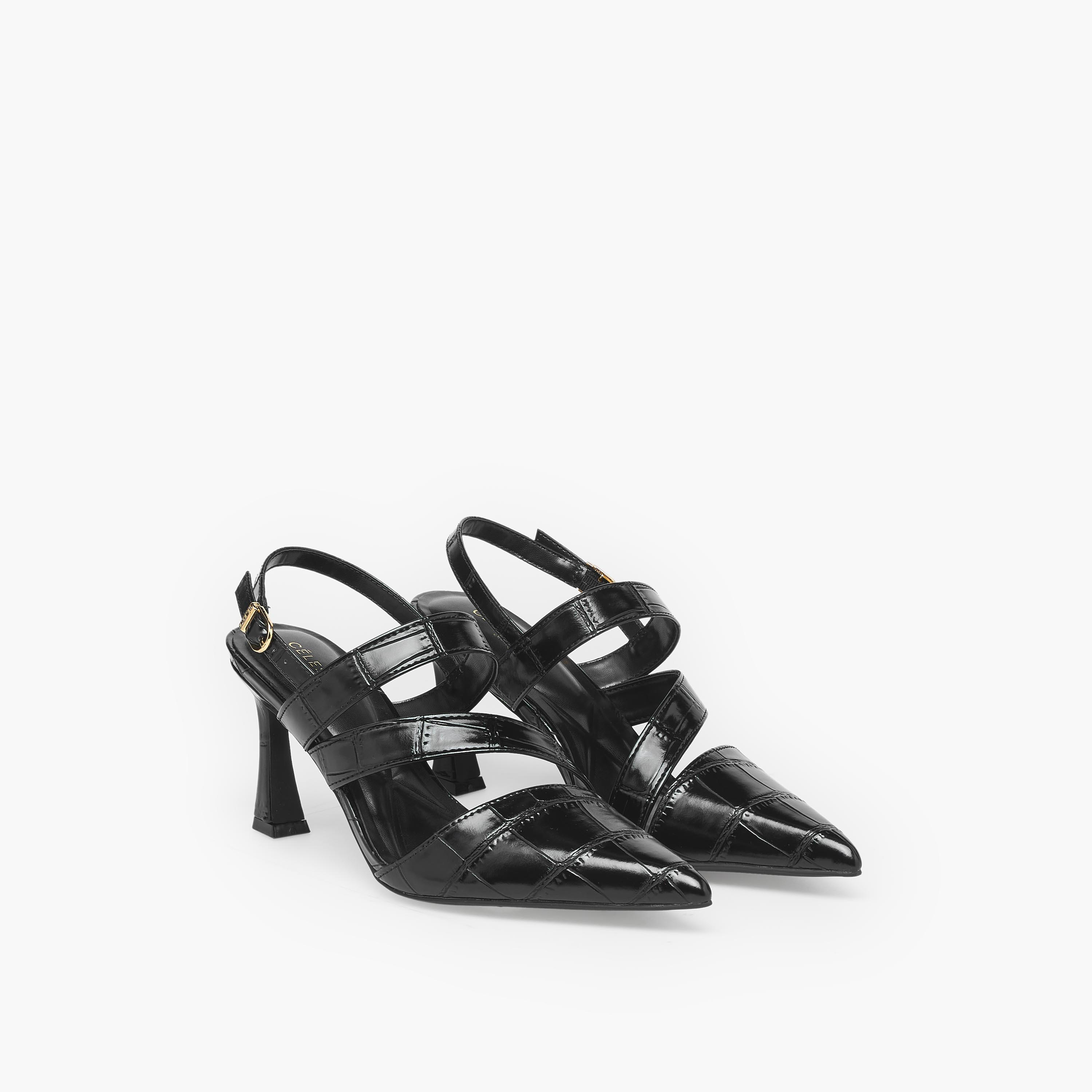 Celeste Textured Pointed Toe Stiletto Heel Sandals-women-shoes-sandals-heeled-image-1