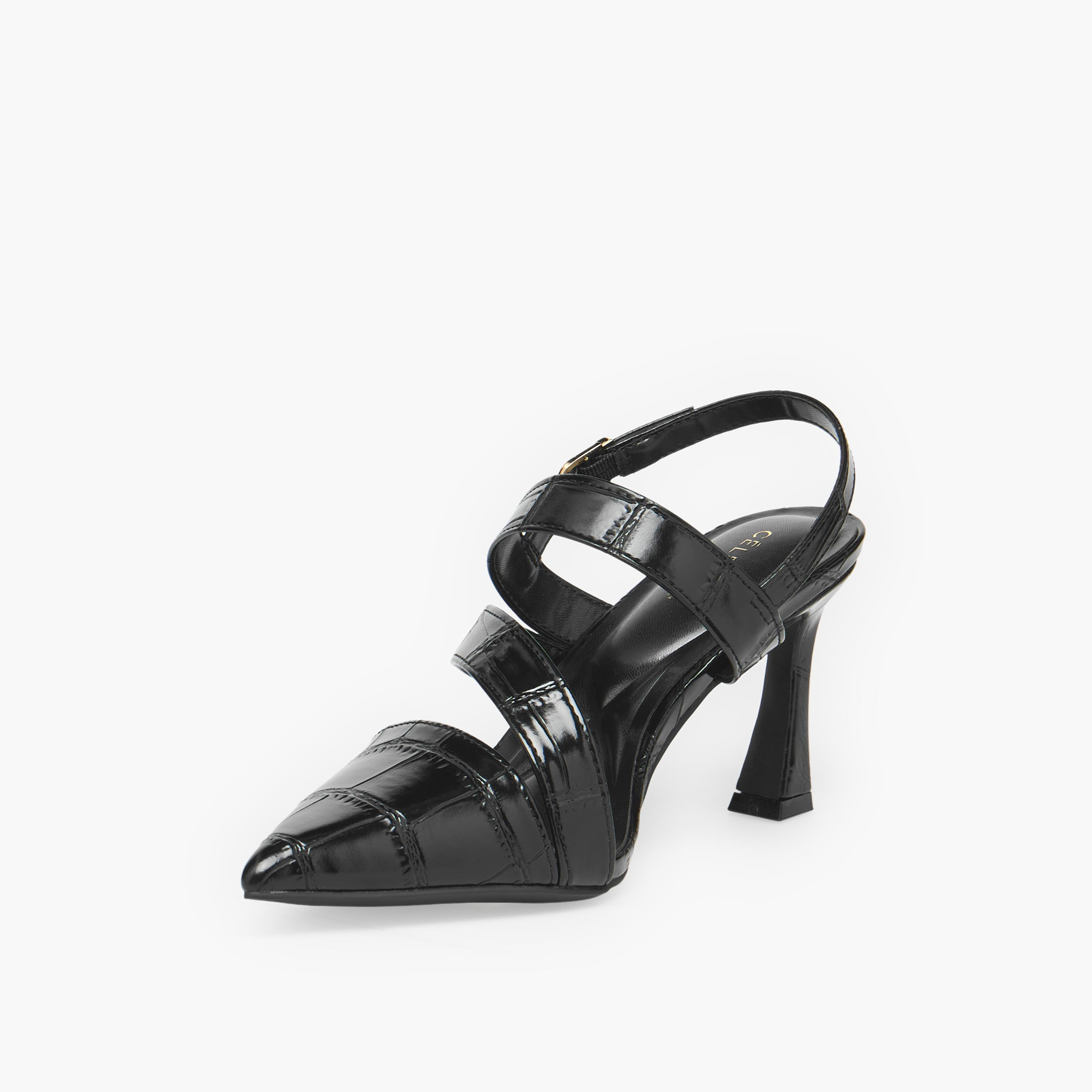 Celeste Textured Pointed Toe Stiletto Heel Sandals-women-shoes-sandals-heeled-image-4