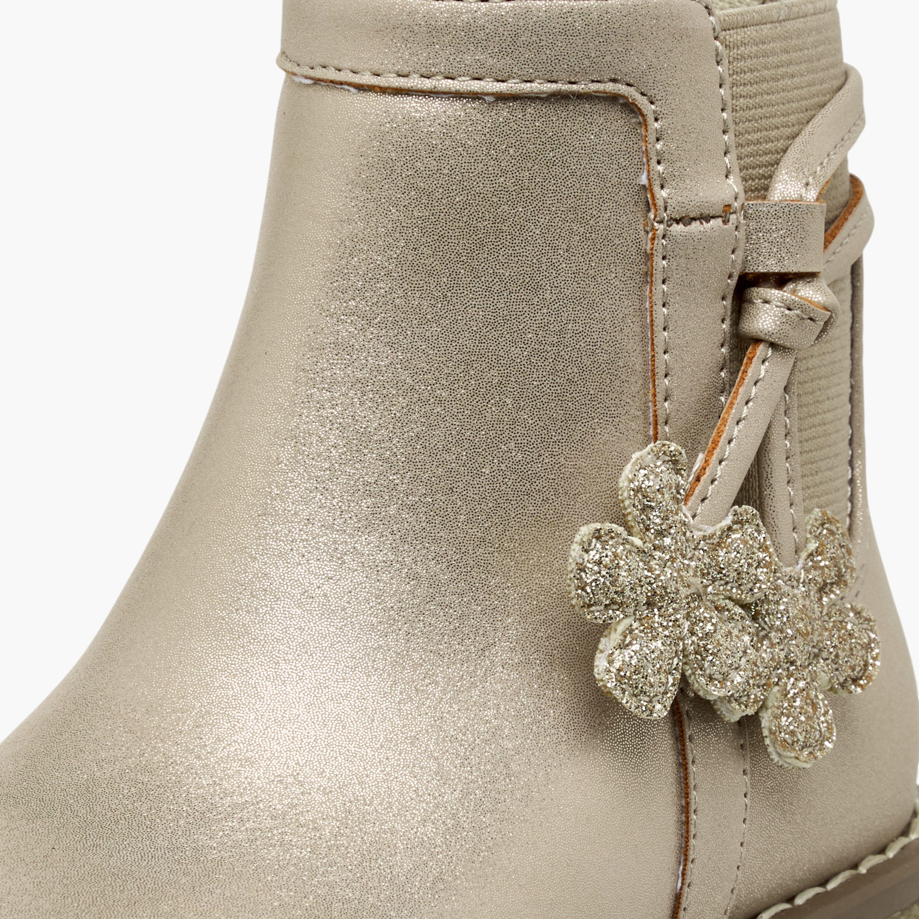 بوت سادة بطول الكاحل وسحاب إغلاق من جونيورز-girls-shoes-boots-image-4