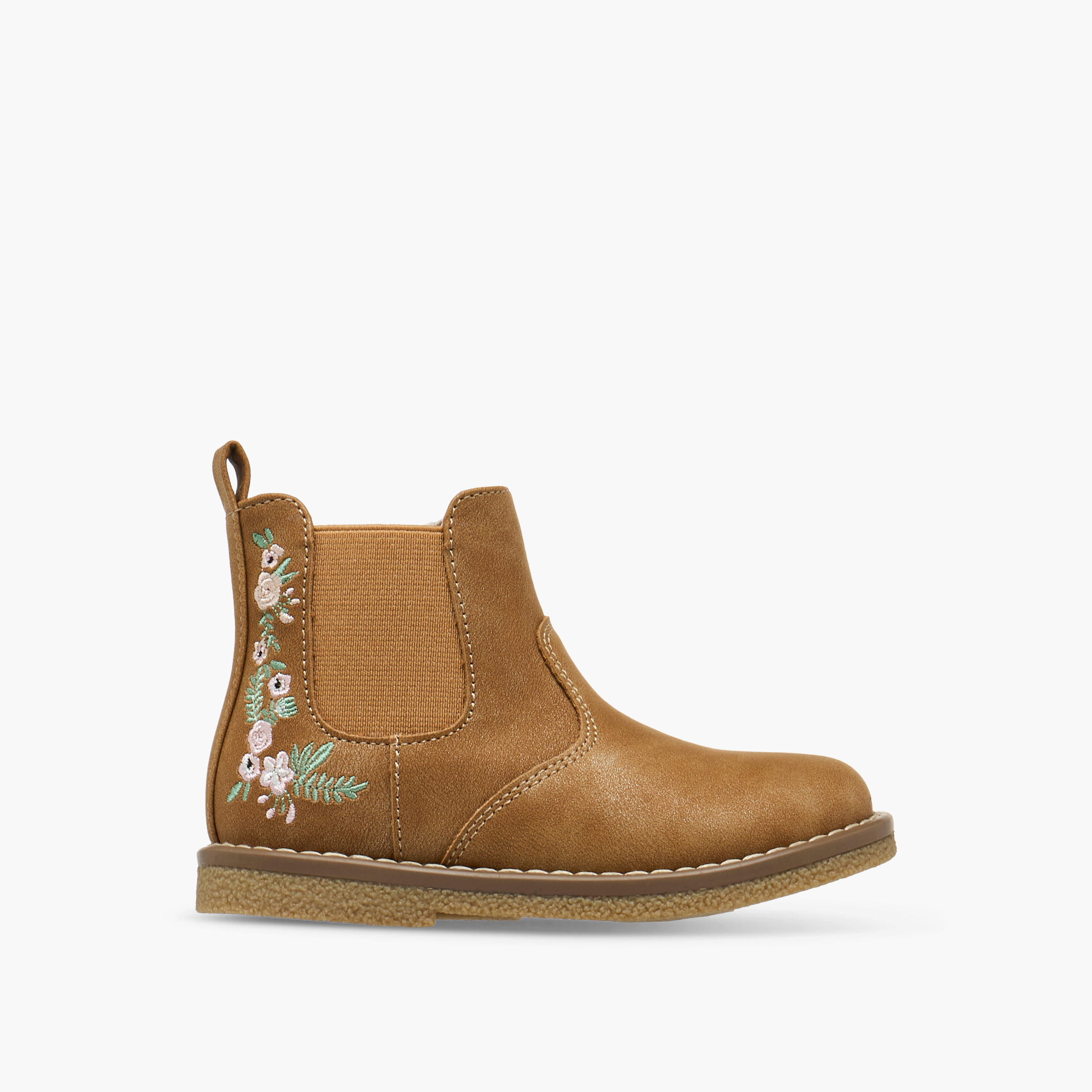 Juniors Embroidered Ankle Boots with Zip Closure-girls-shoes-boots-image-3