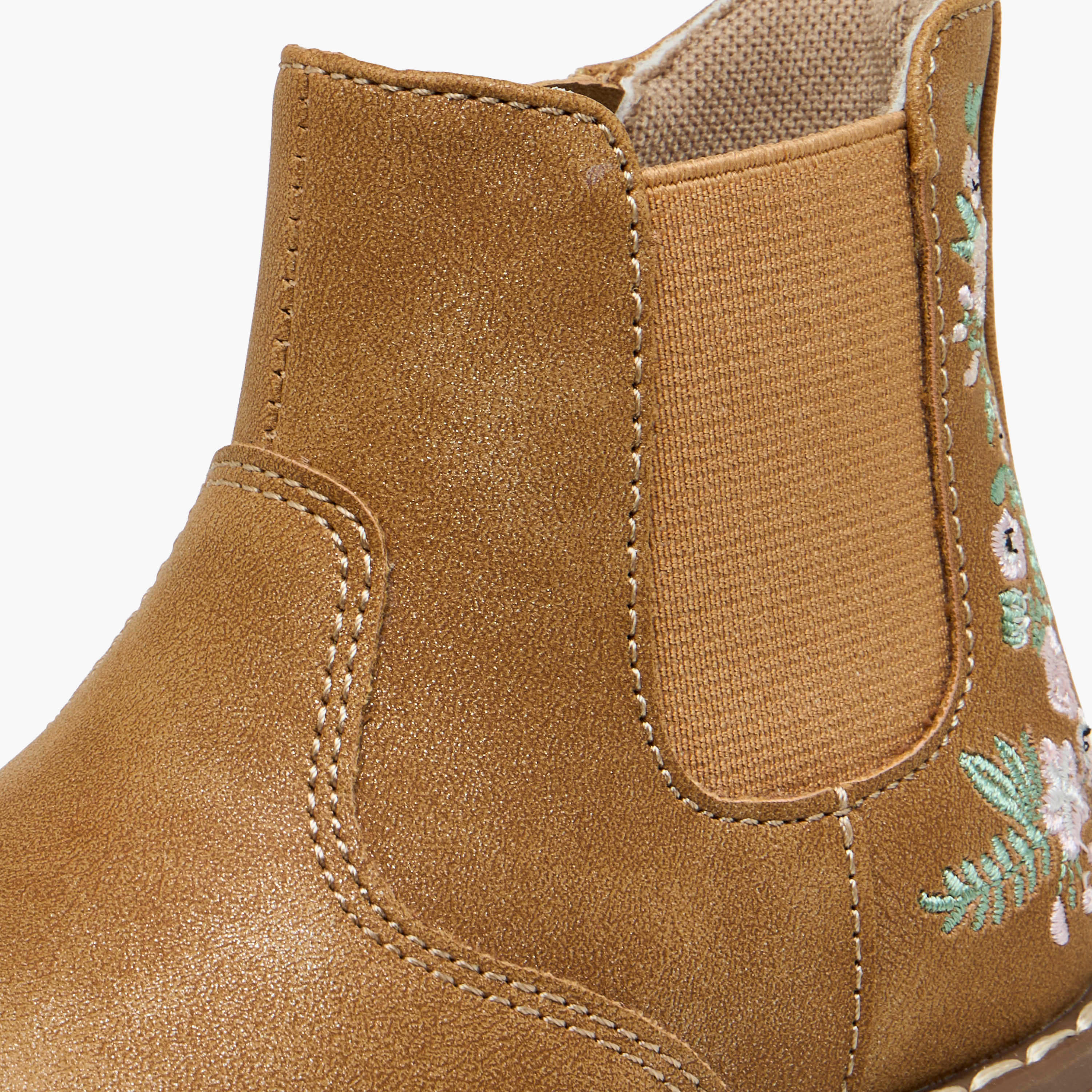 Juniors Embroidered Ankle Boots with Zip Closure-girls-shoes-boots-image-4