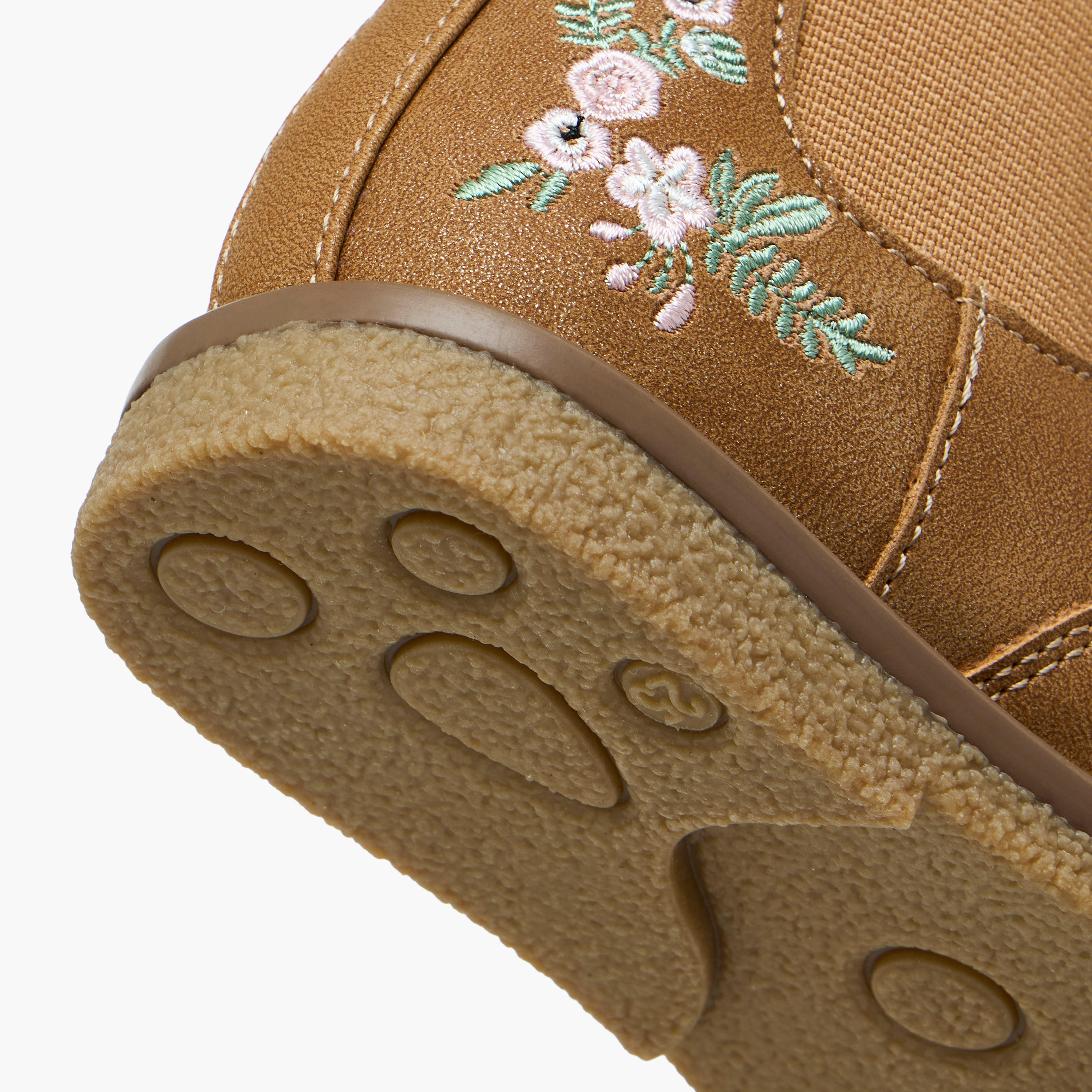 Juniors Embroidered Ankle Boots with Zip Closure-girls-shoes-boots-image-5