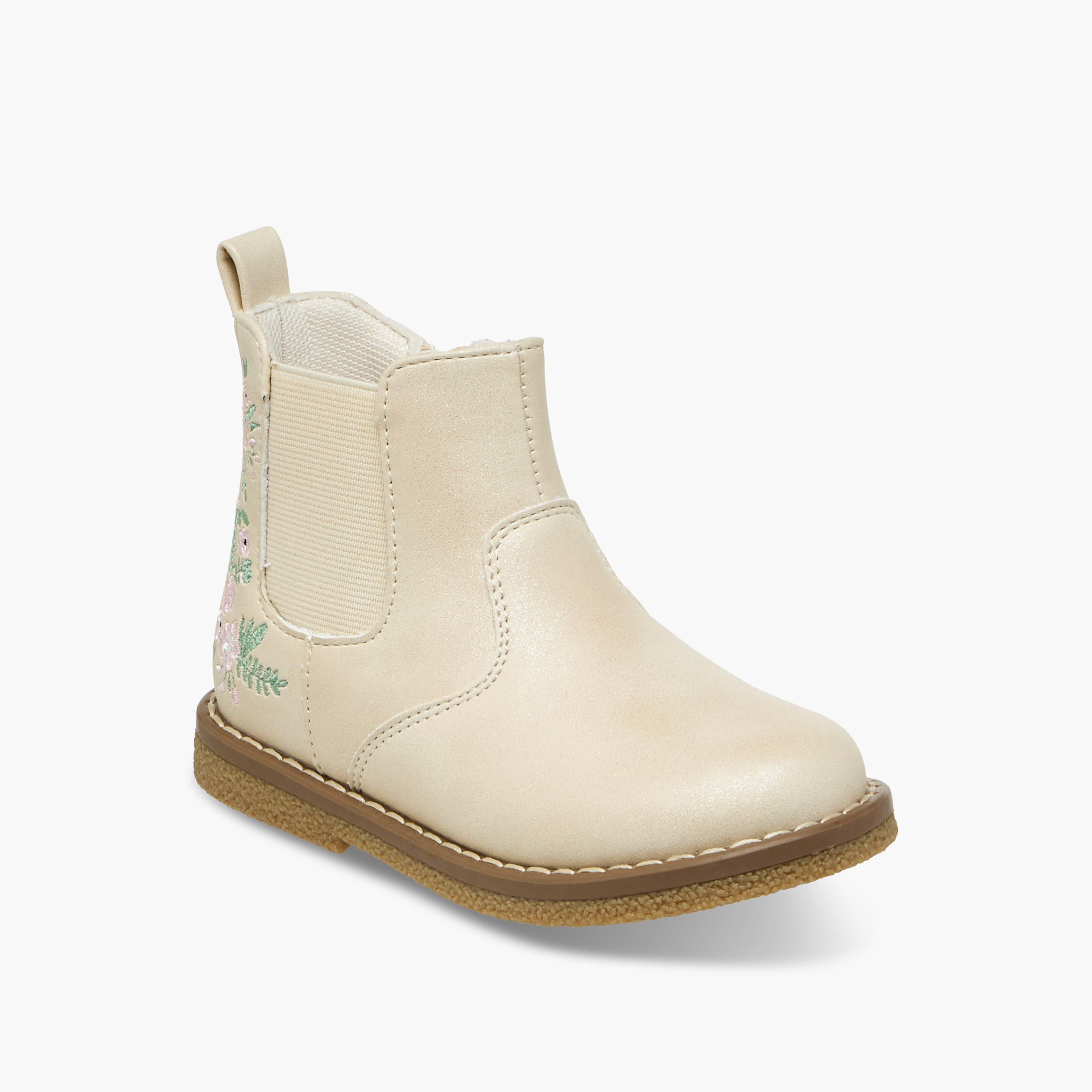 Juniors Embroidered Ankle Boots with Zip Closure-girls-shoes-boots-image-2