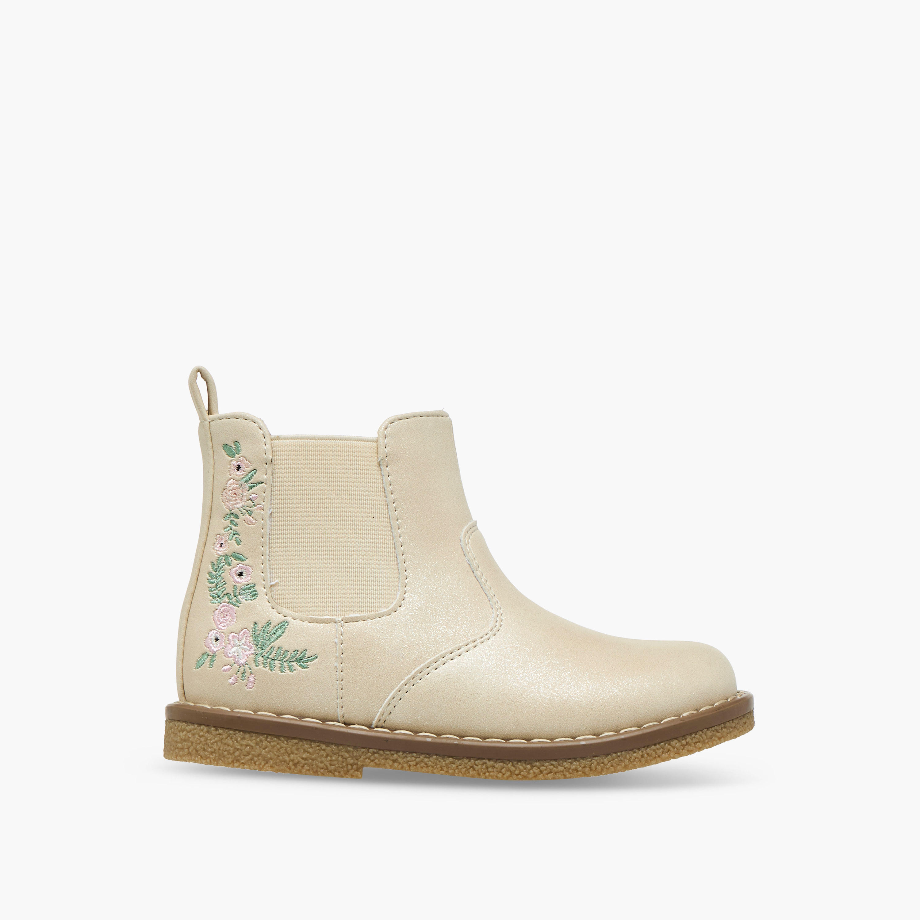 Juniors Embroidered Ankle Boots with Zip Closure-girls-shoes-boots-image-3