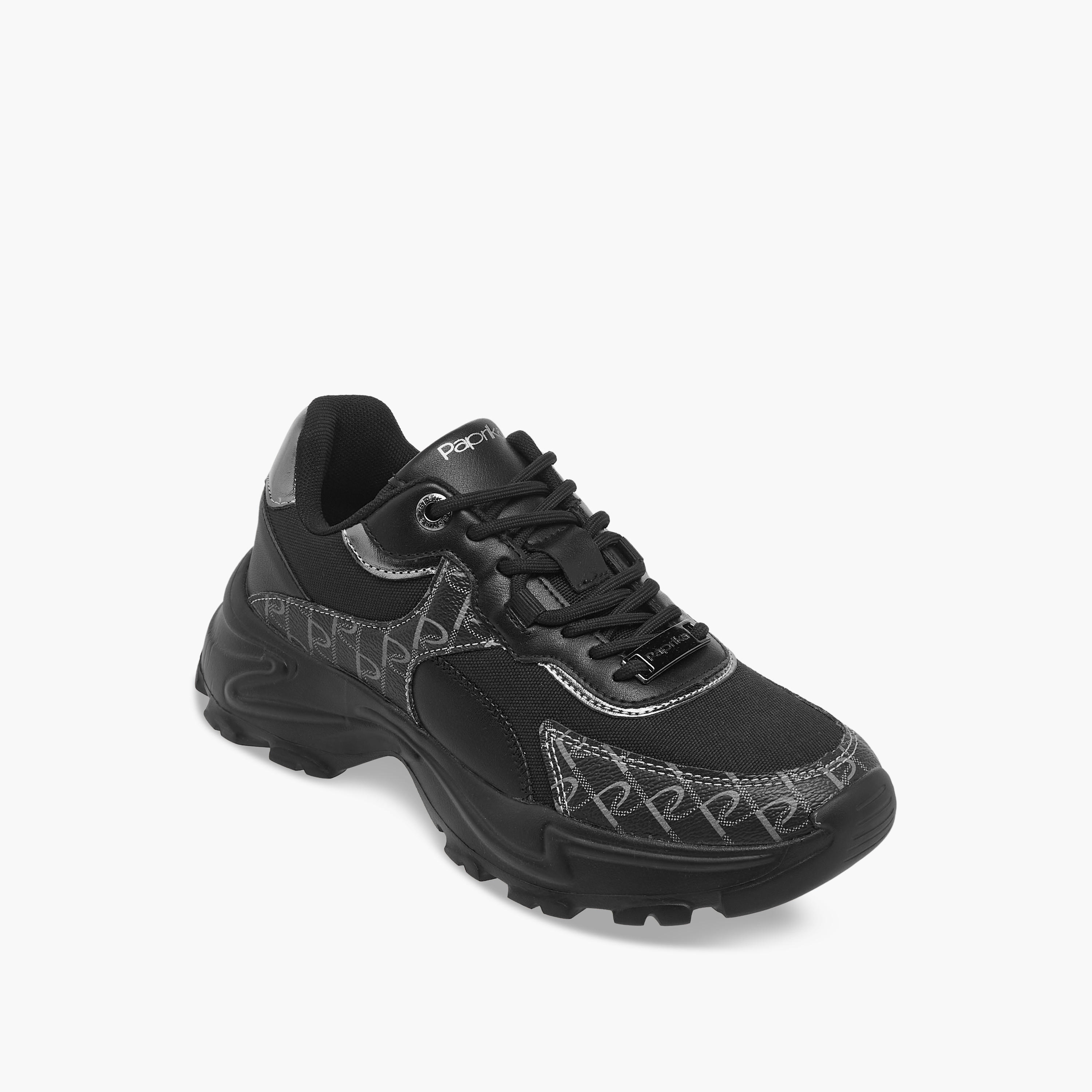 Paprika Panelled Lace-Up Platform Sneakers-women-shoes-sneakers-image-2