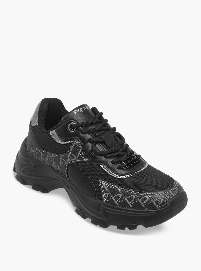Paprika Panelled Lace-Up Platform Sneakers-women-shoes-sneakers-image-2