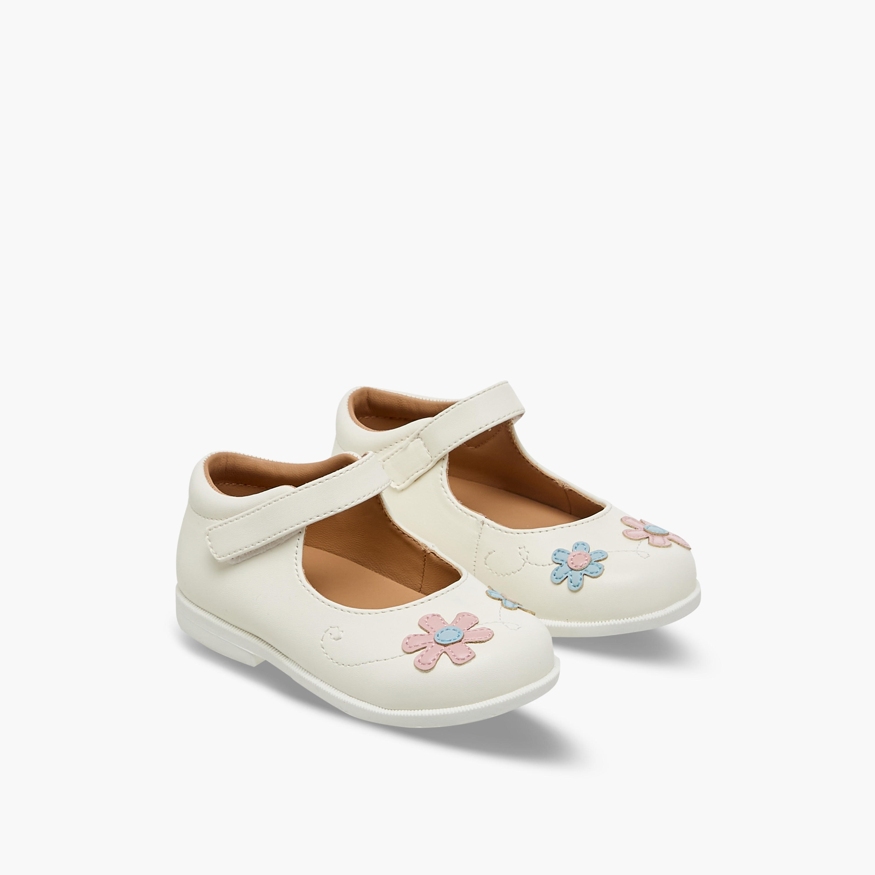 حذاء ماري جين مطرز بالزهور للبنات من بيرفيت-girls-shoes-maryjanes-image-1