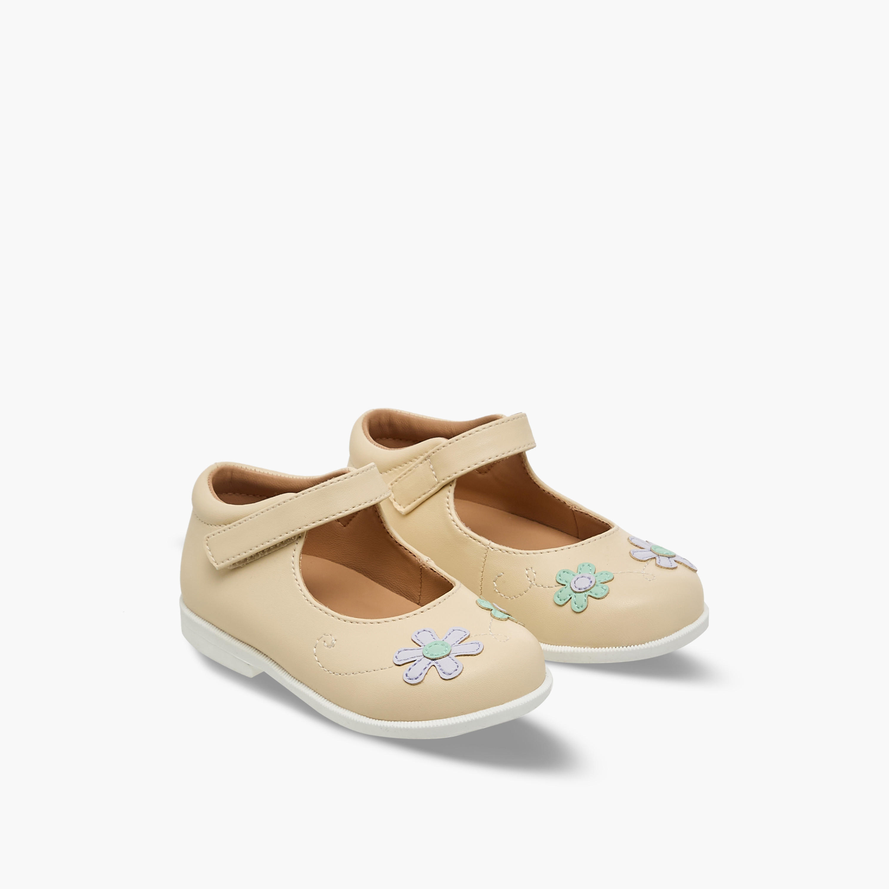 حذاء ماري جين مطرز بالزهور للبنات من بيرفيت-girls-shoes-maryjanes-image-1