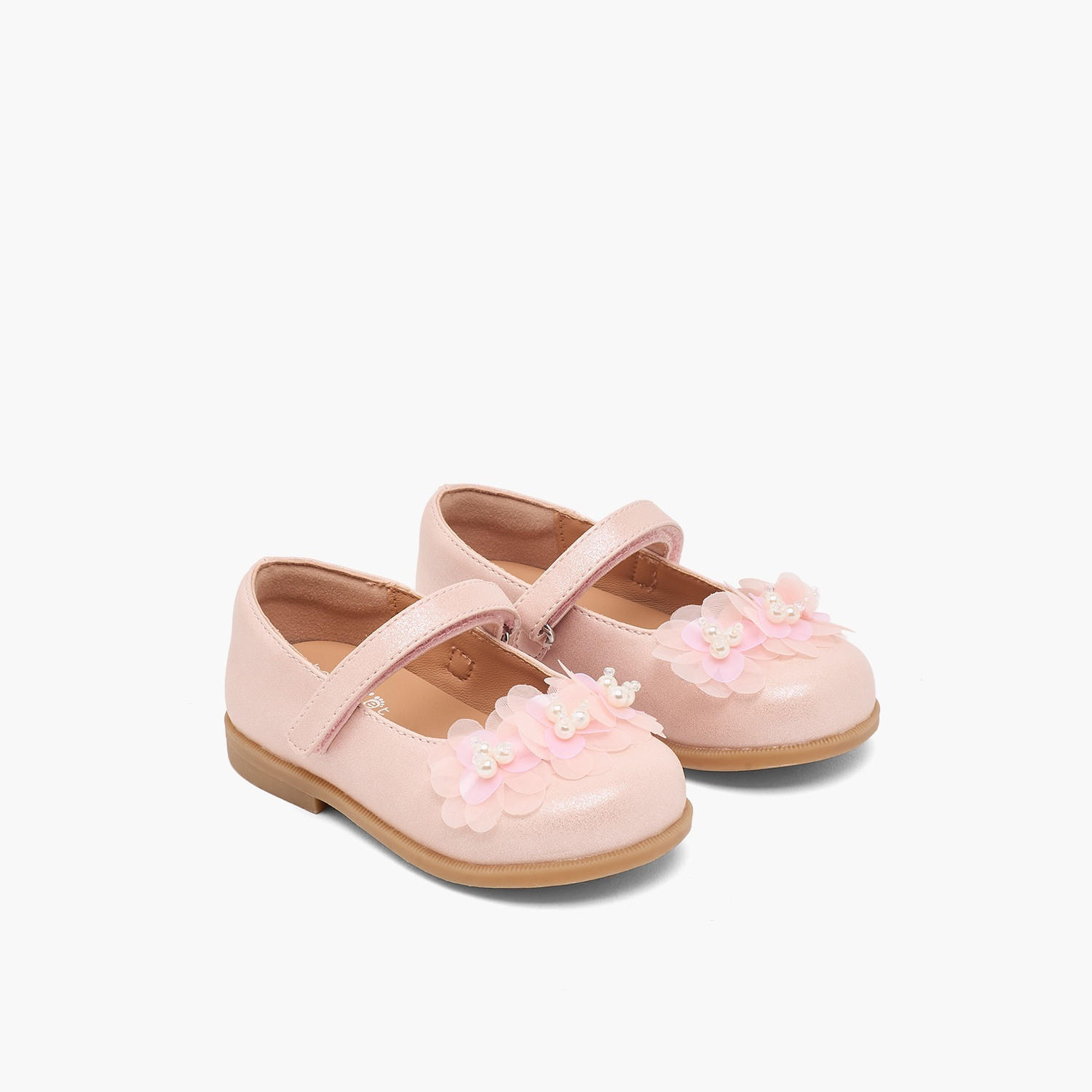 حذاء ماري جين بزخارف زهرية للبنات من بيرفيت-girls-shoes-ballerinas-image-1