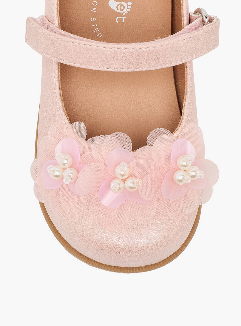 حذاء ماري جين بزخارف زهرية للبنات من بيرفيت-girls-shoes-ballerinas-image-4