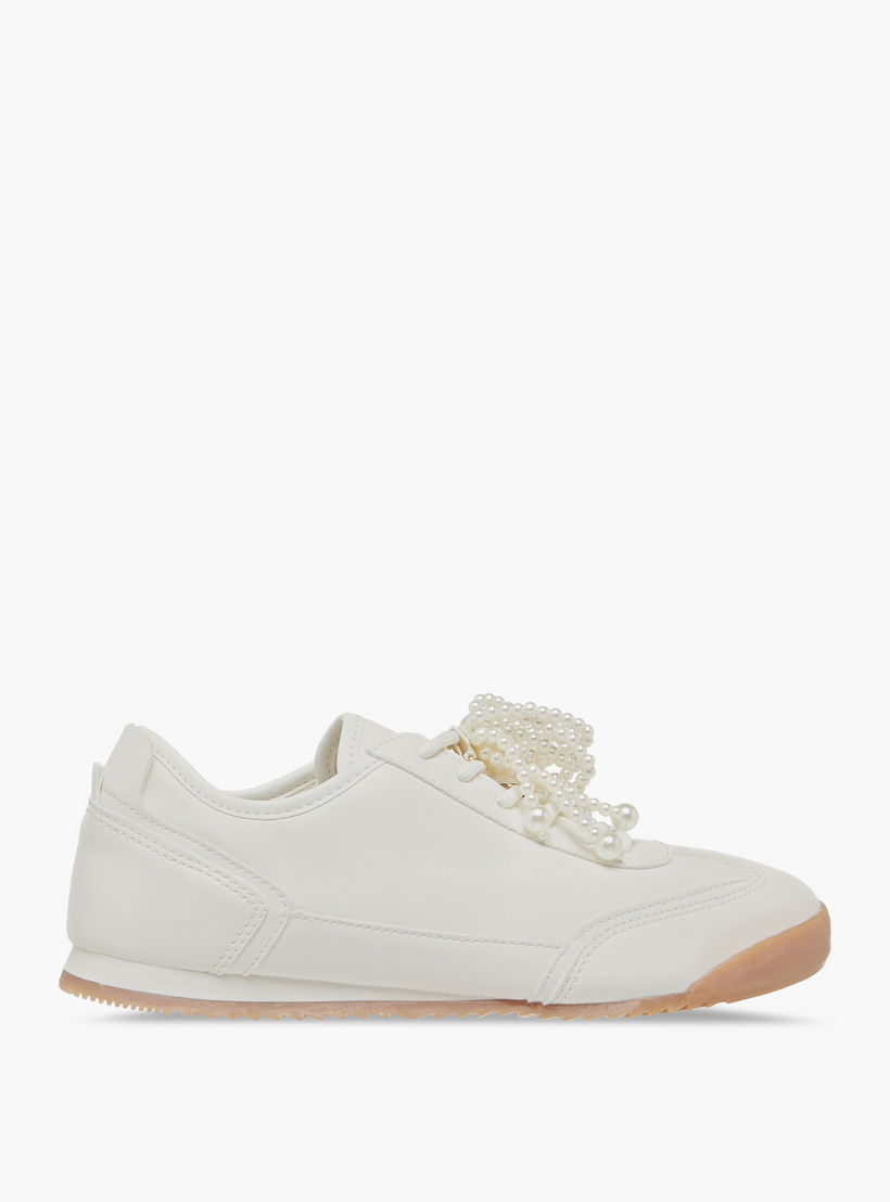 Missy Pearl Embellished Sneakers with Lace-Up Closure-women-shoes-sneakers-image-3